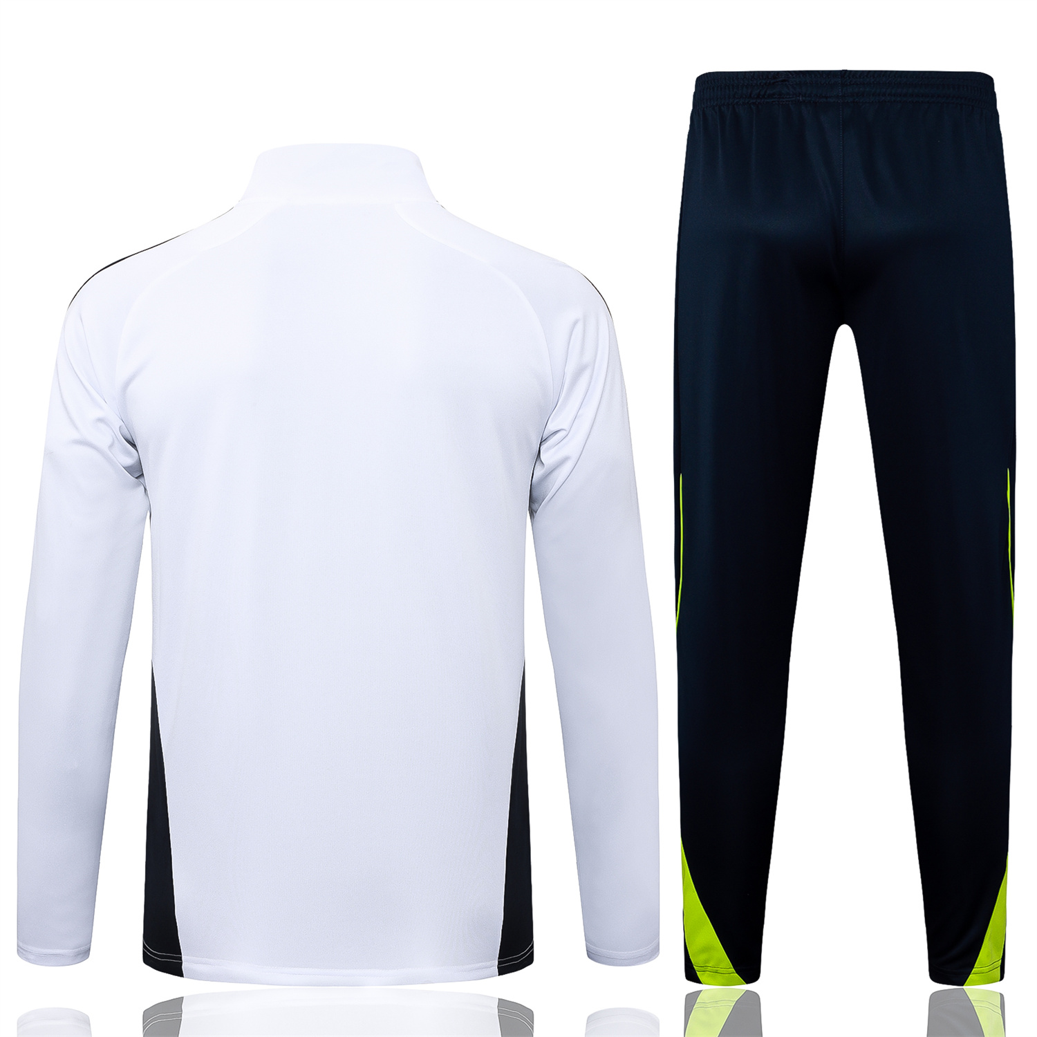 AlphaJersey-Real Madrid 25-26 Long Sleeve Training Set - White Urban Purist Style and Deep Blue Pants