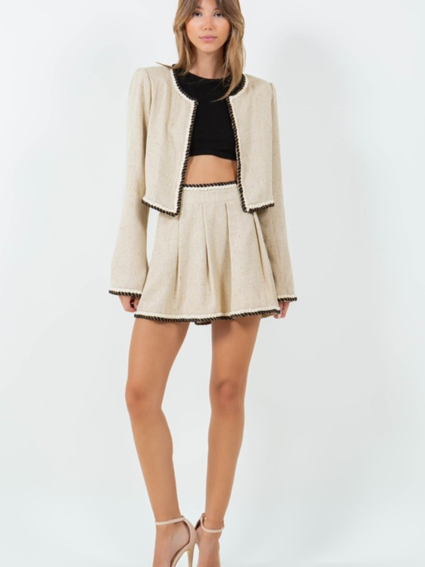 Tweed Mini Skirt with Braid Detail | Elegant Women's Fashion by coolavocek