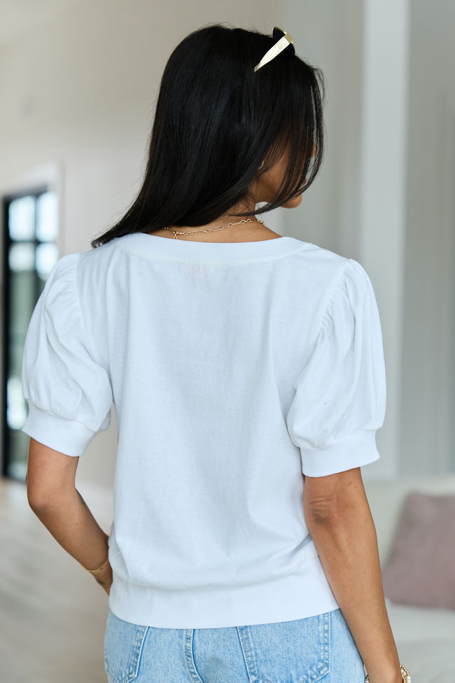 Kennedy White Puff Sleeve Top | Elegant Women's Fashion by coolavocek