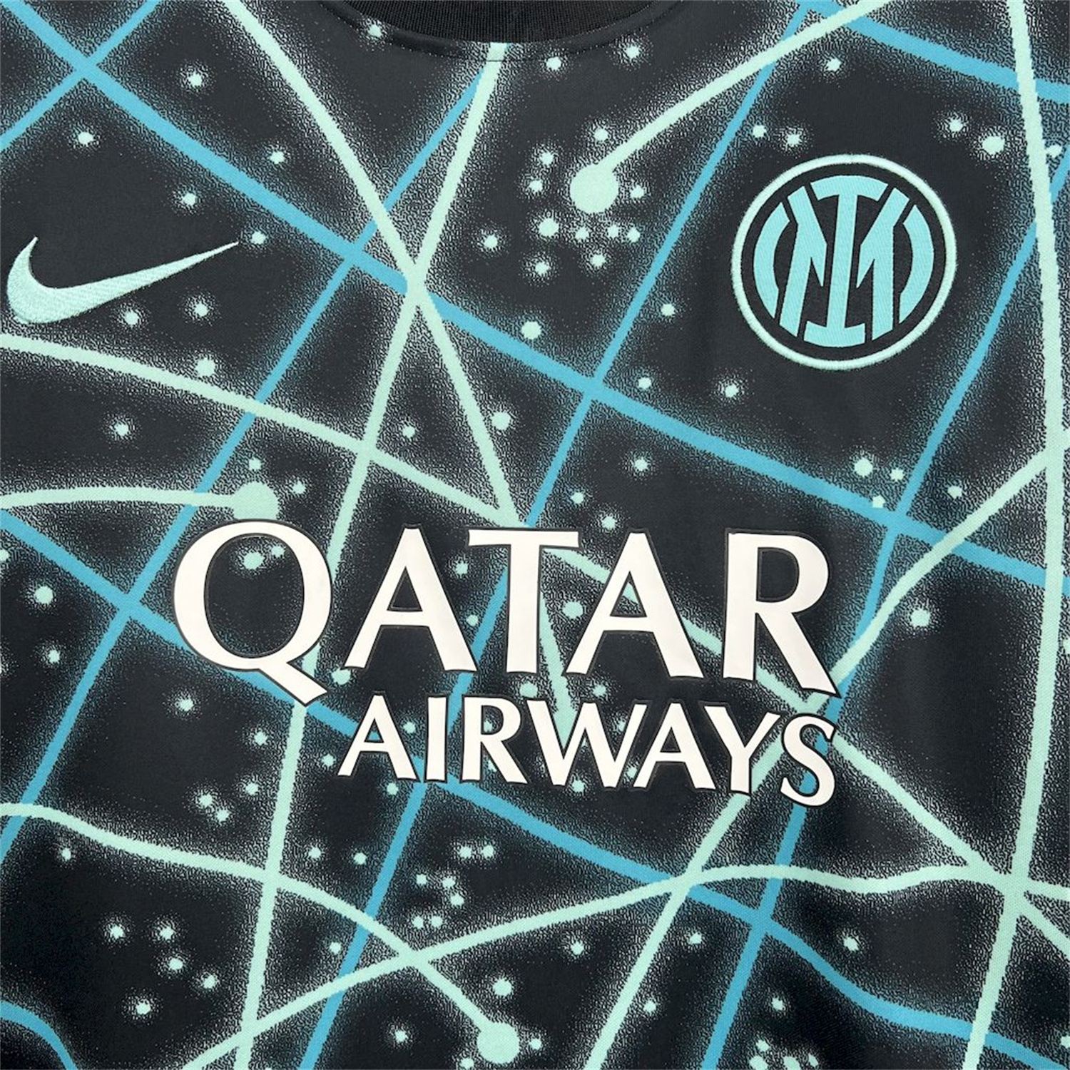 AlphaJersey-Inter Milan 25-26 Blue Lines Black Pre-Match Training Jersey - Fans Version