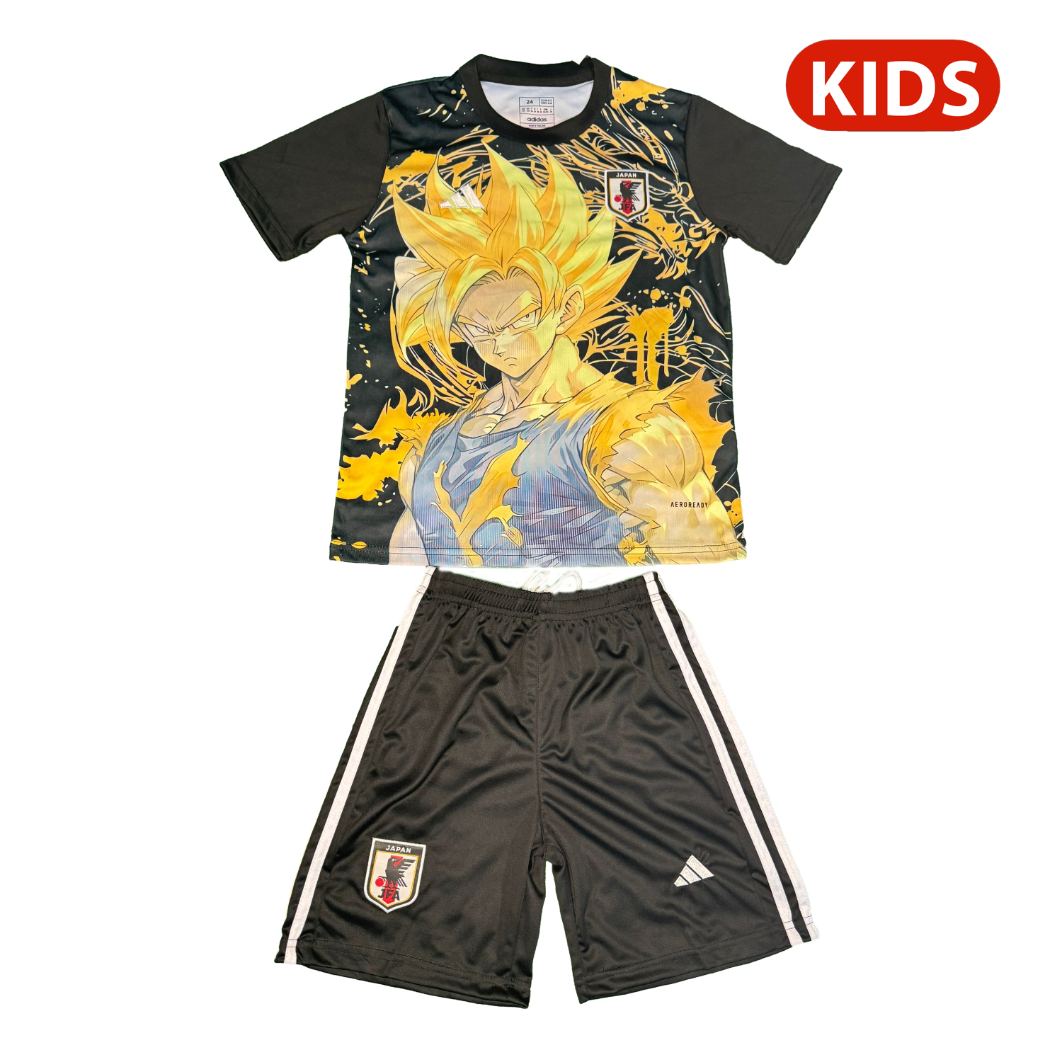 AlphaJersey-Japan 25-26 Golden Super Saiyan Black Special Kids Kit