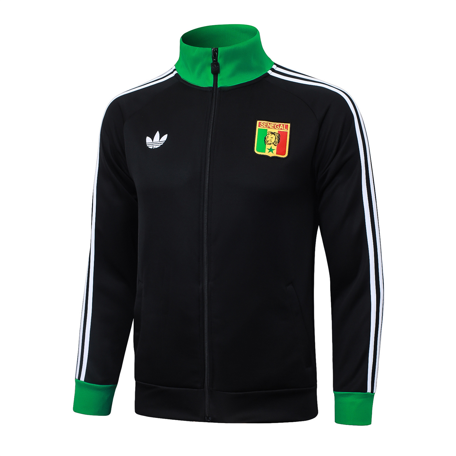 AlphaJersey-Senegal 2026 Jacket Training Tracksuit - Black With Green Jackets & Pants