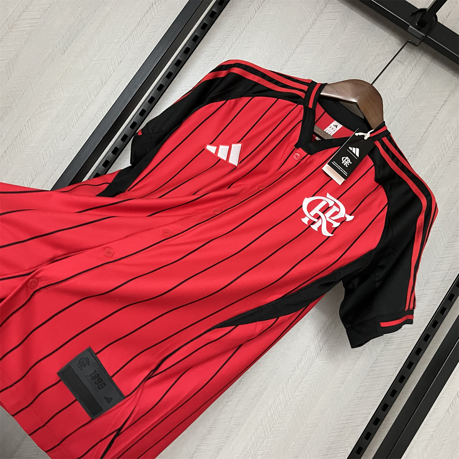AlphaJersey-Flamengo 25-26 Red Baseball Jersey with Black Stripes