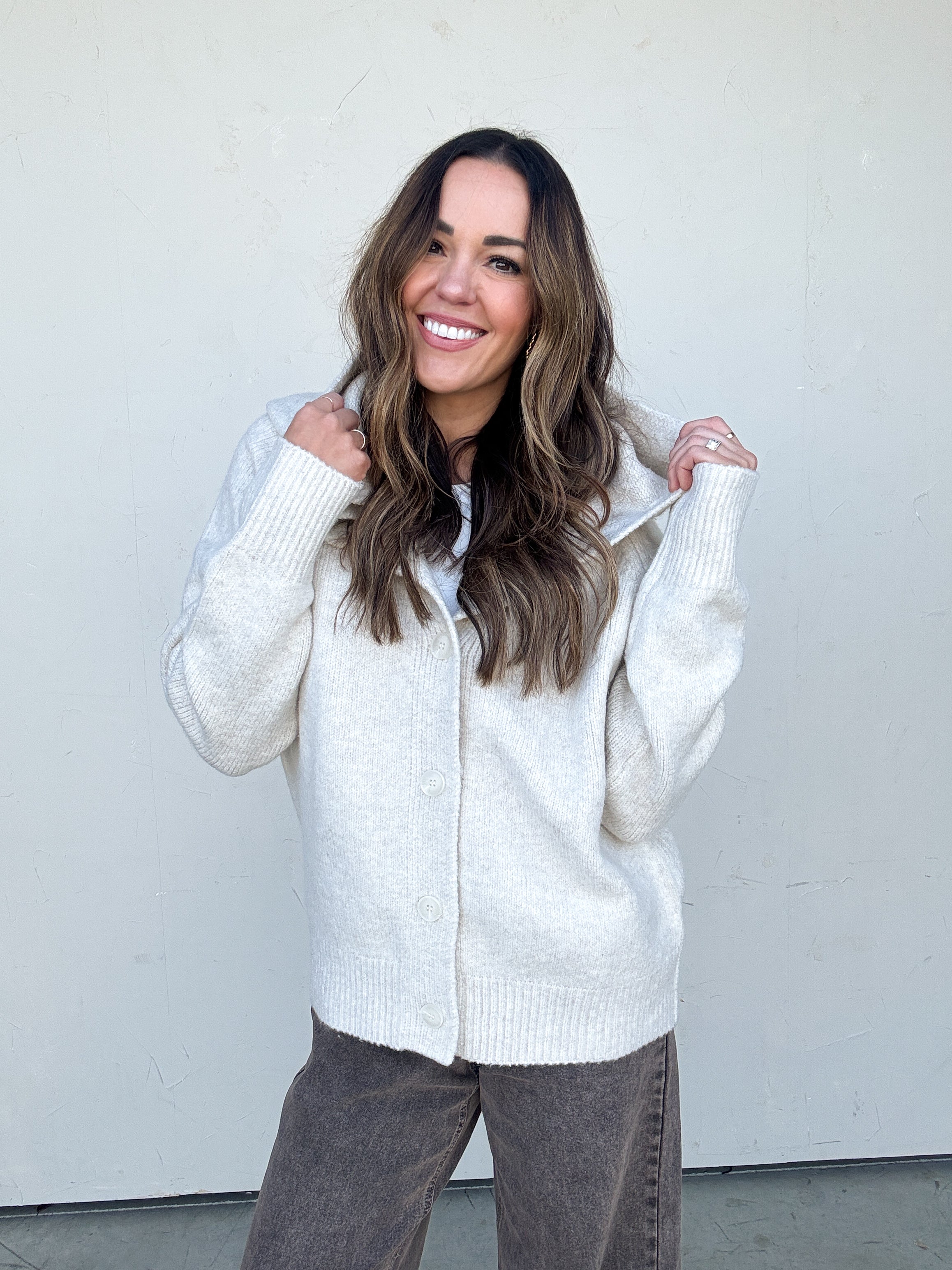 Oatmeal Hooded Cardigan | Elegant Women's Fashion by coolavocek