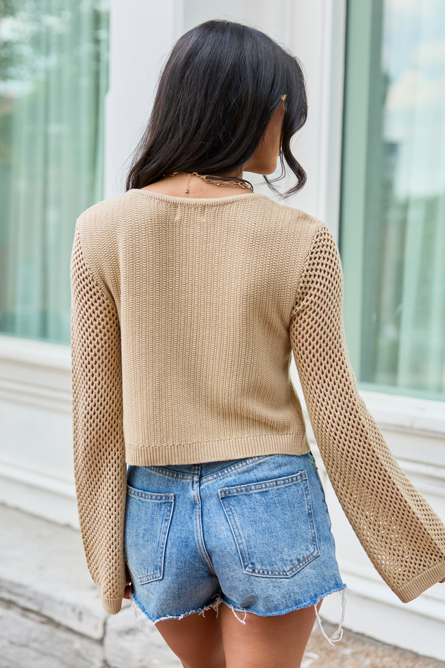 Sandra Tan Cropped Shrug Cardigan | Elegant Women's Fashion by coolavocek
