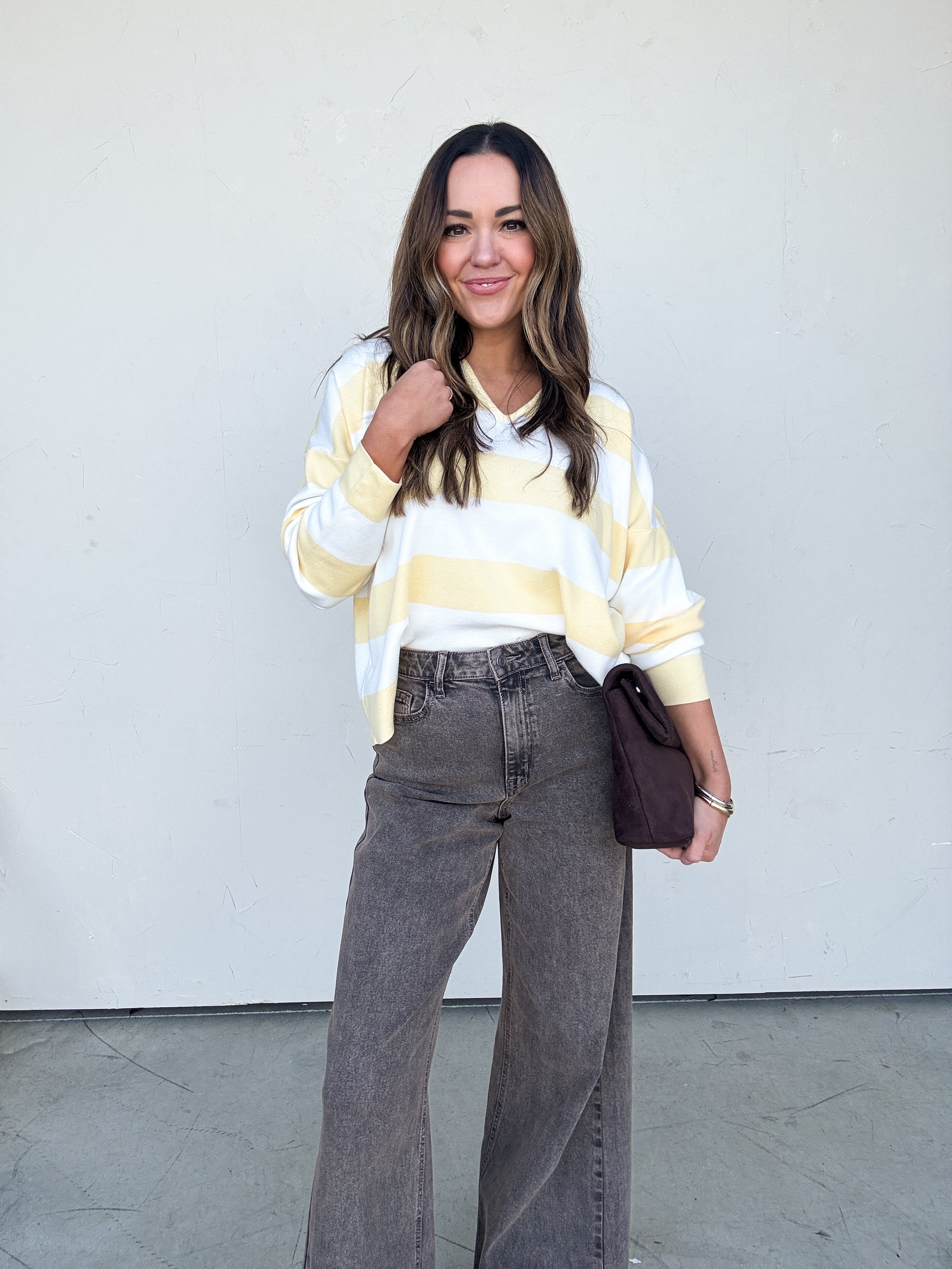 Washed Brown Wide Leg Denim | Elegant Women's Fashion by coolavocek