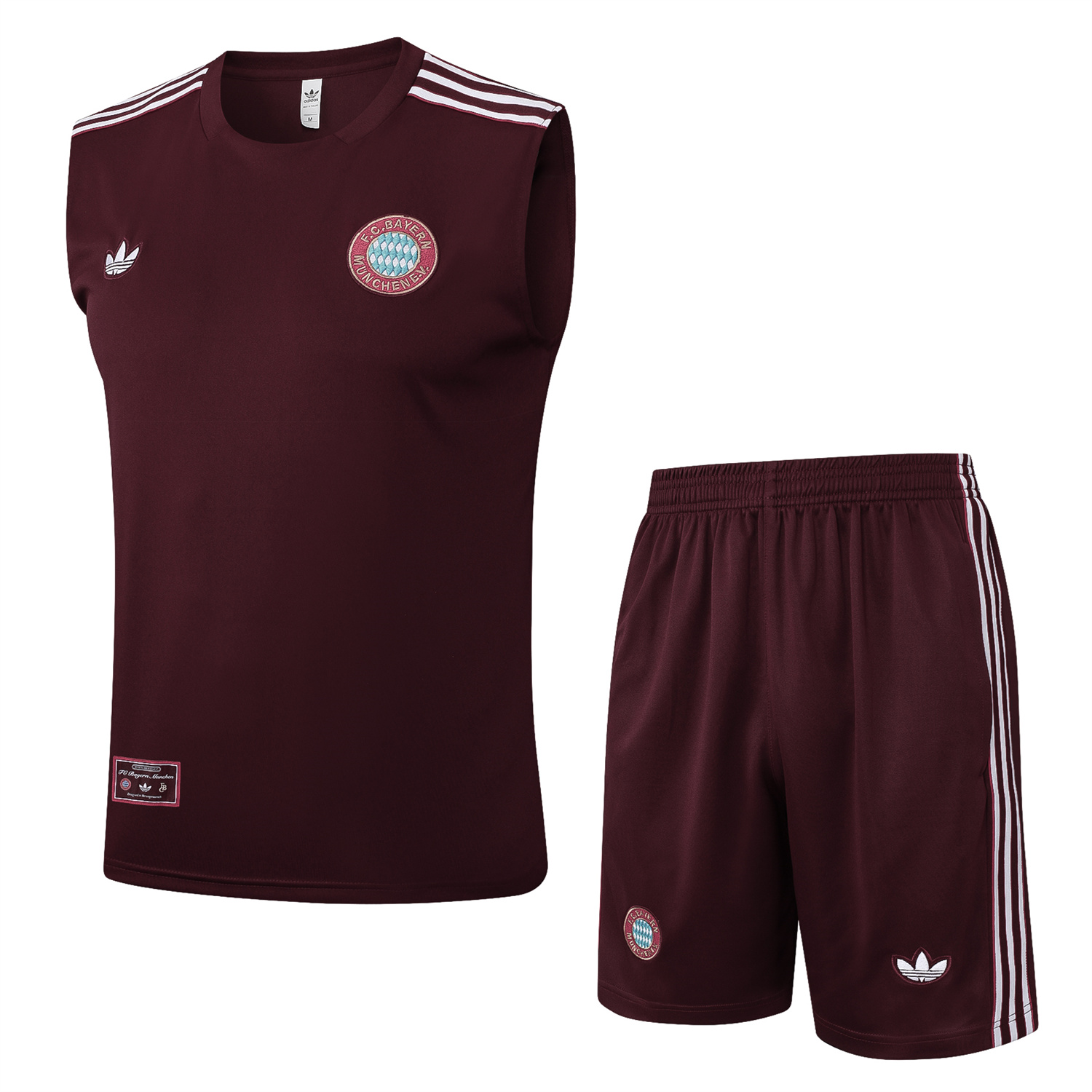 AlphaJersey-Bayern Munich 25-26 Throwback Trefoil Vest Training Set - Deep Red