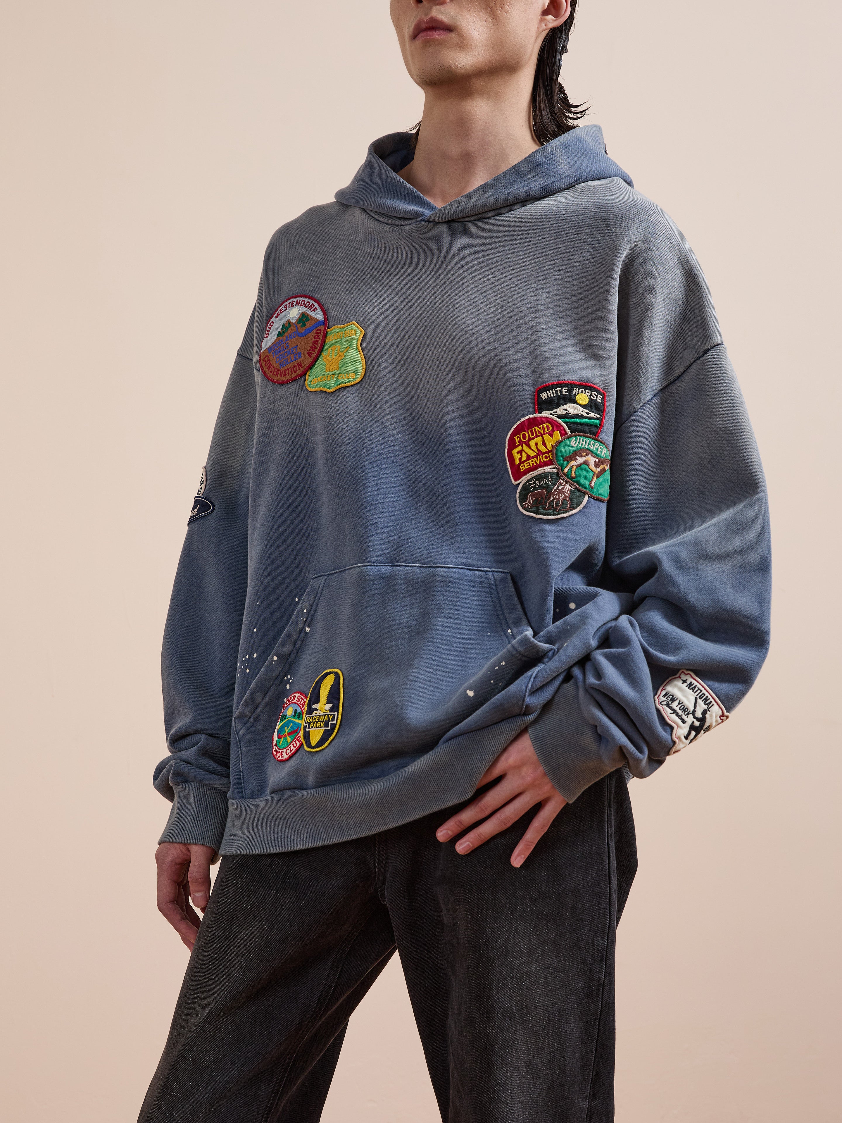 Distressed Patch Hoodie | Modern Menswear by yycbvcnbmmnbm