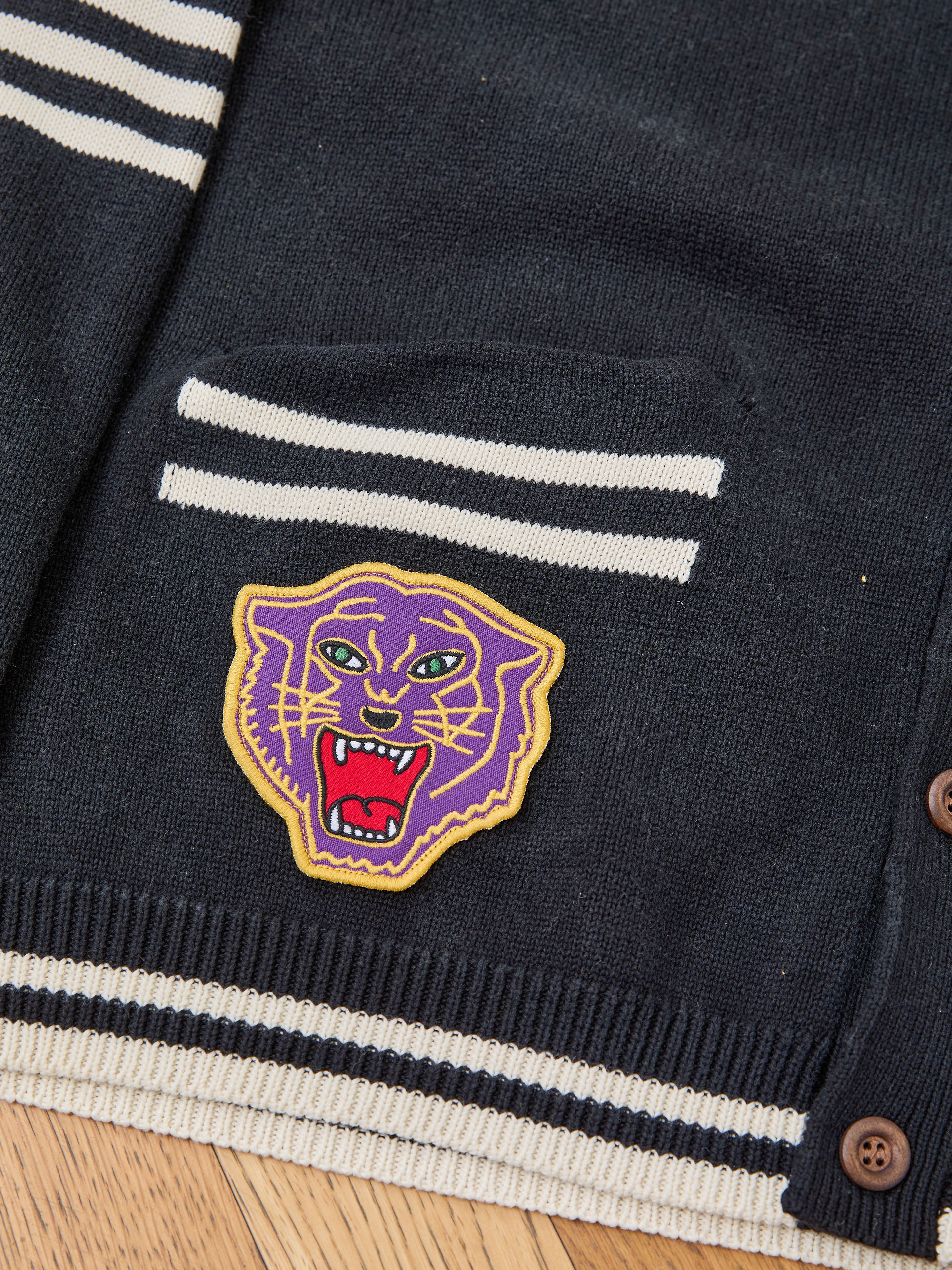 Varsity Patch Collared Cardigan | Modern Menswear by yycbvcnbmmnbm