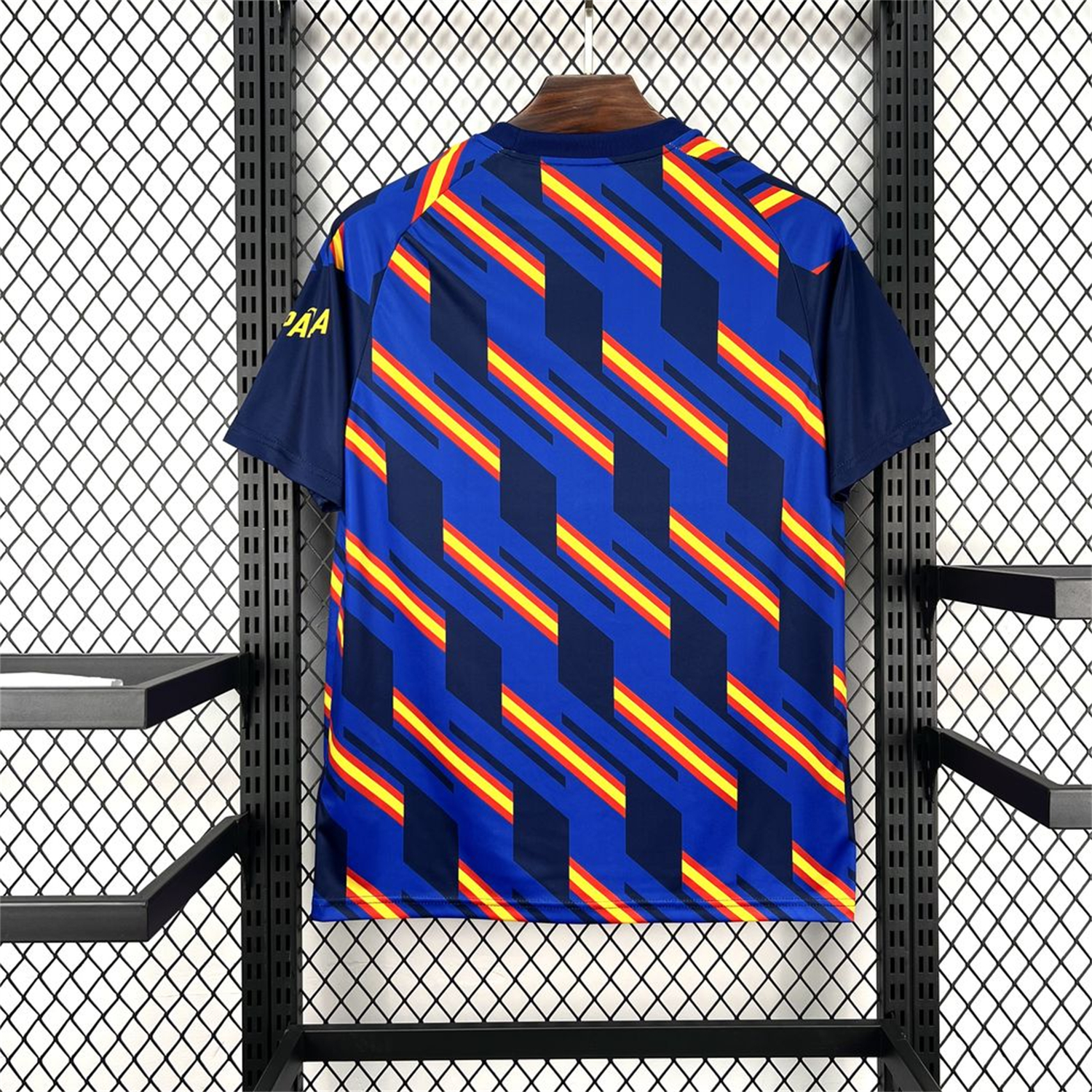AlphaJersey-Spain 2026 Royal Blue And Yellow Stripes Pre-match Jersey - Fans Version
