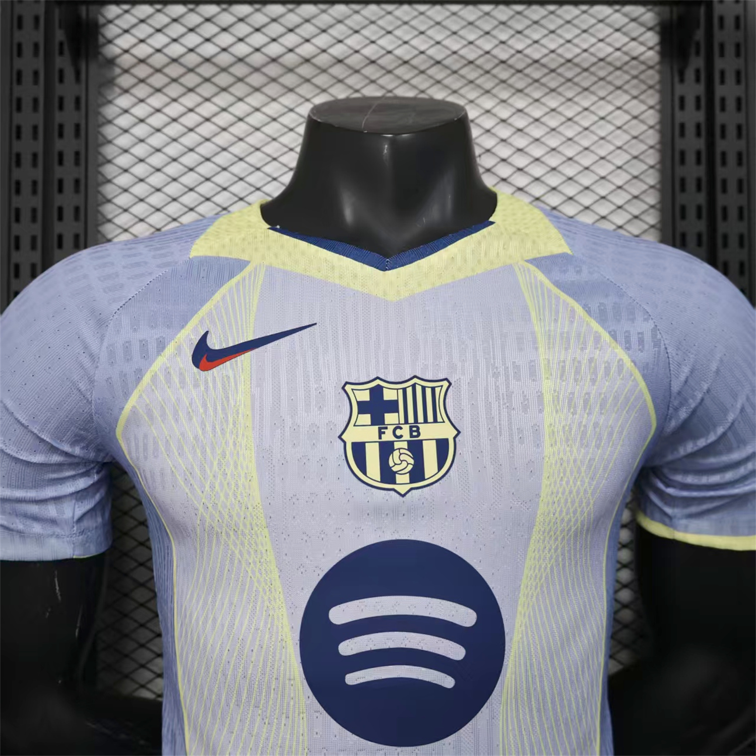 AlphaJersey-Barcelona 25-26 T90 Blue and White Gradient and Yellow Lines Special Jersey - Player Version