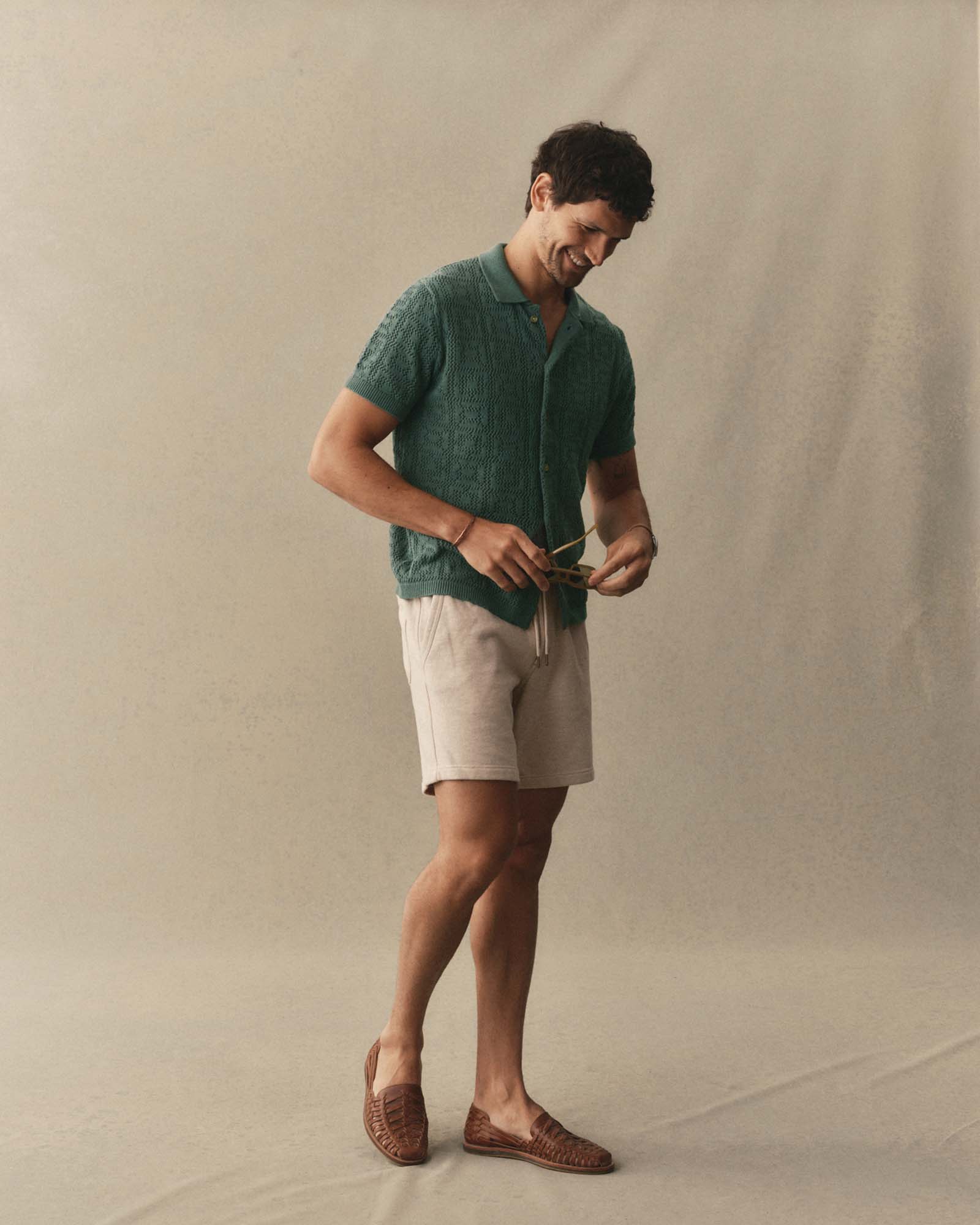 The Monterey Sweater Polo in Deep Sea Geo Crochet | Modern Menswear by yycbvcnbmmnbm