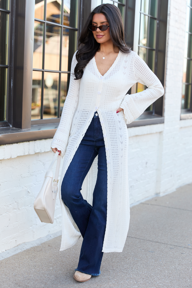 Campbell Ivory Knit Maxi Cardigan | Elegant Women's Fashion by coolavocek