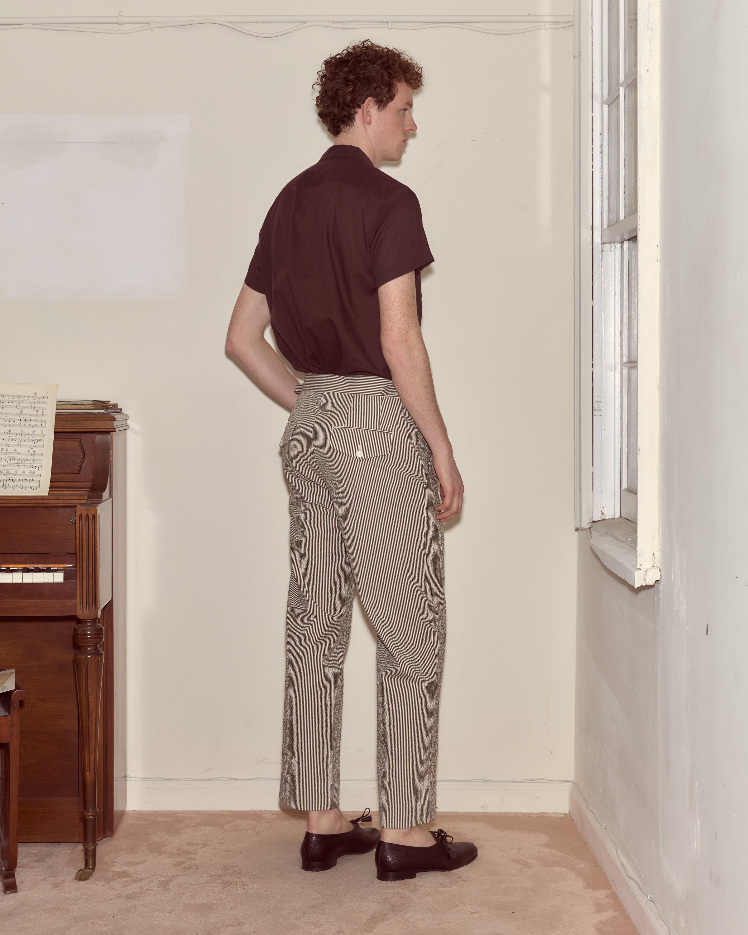 Seersucker Cafe Stripe Trousers | Modern Menswear by yycbvcnbmmnbm