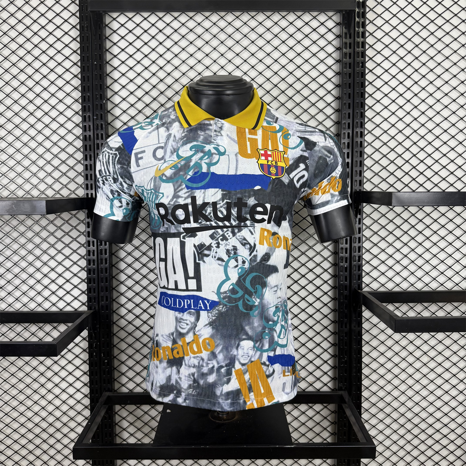 AlphaJersey-Barcelona 25-26 Ronaldinho Photo Collage Style POLO Colorful Special Jersey - Player Version