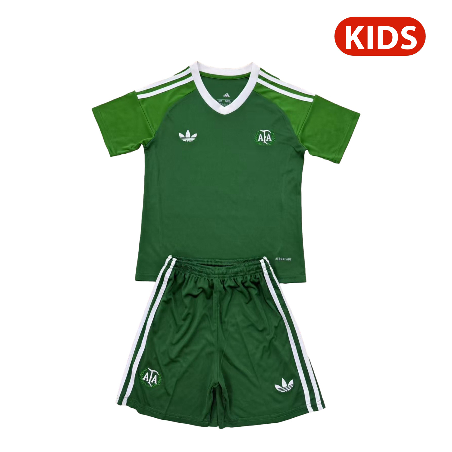AlphaJersey-Argentina 25-26 Throwback Trefoil Green Goalkeeper Kids Kit