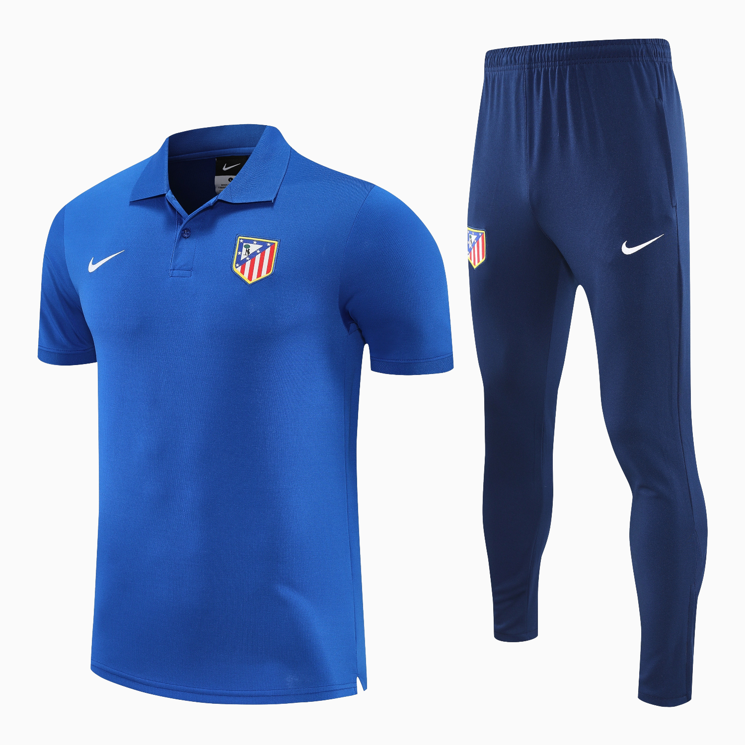 AlphaJersey-Atletico Madrid 25-26 POLO Short-Sleeve Training Set - Ocean Blue Top & Deep Blue Pants