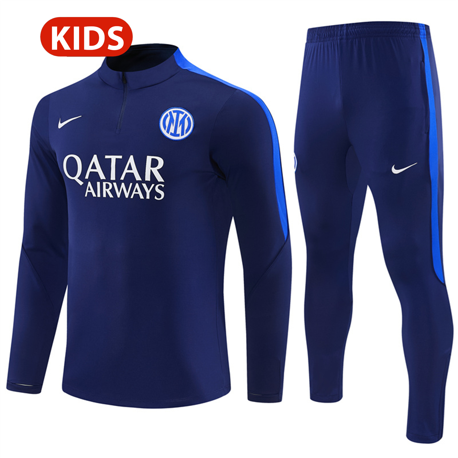 AJ-AlphaJersey-Inter Milan 26-27 Kids Long Sleeve Training Set - Royal Blue Top & Royal Blue Pants