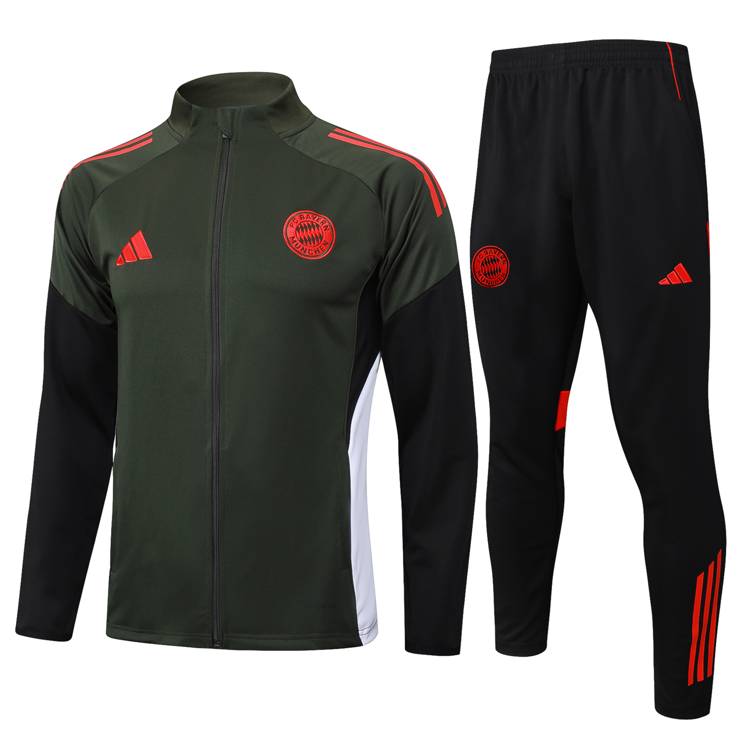 AlphaJersey-Bayern Munich 25-26 Jacket Training Tracksuit - Army Green Top and Black Pants