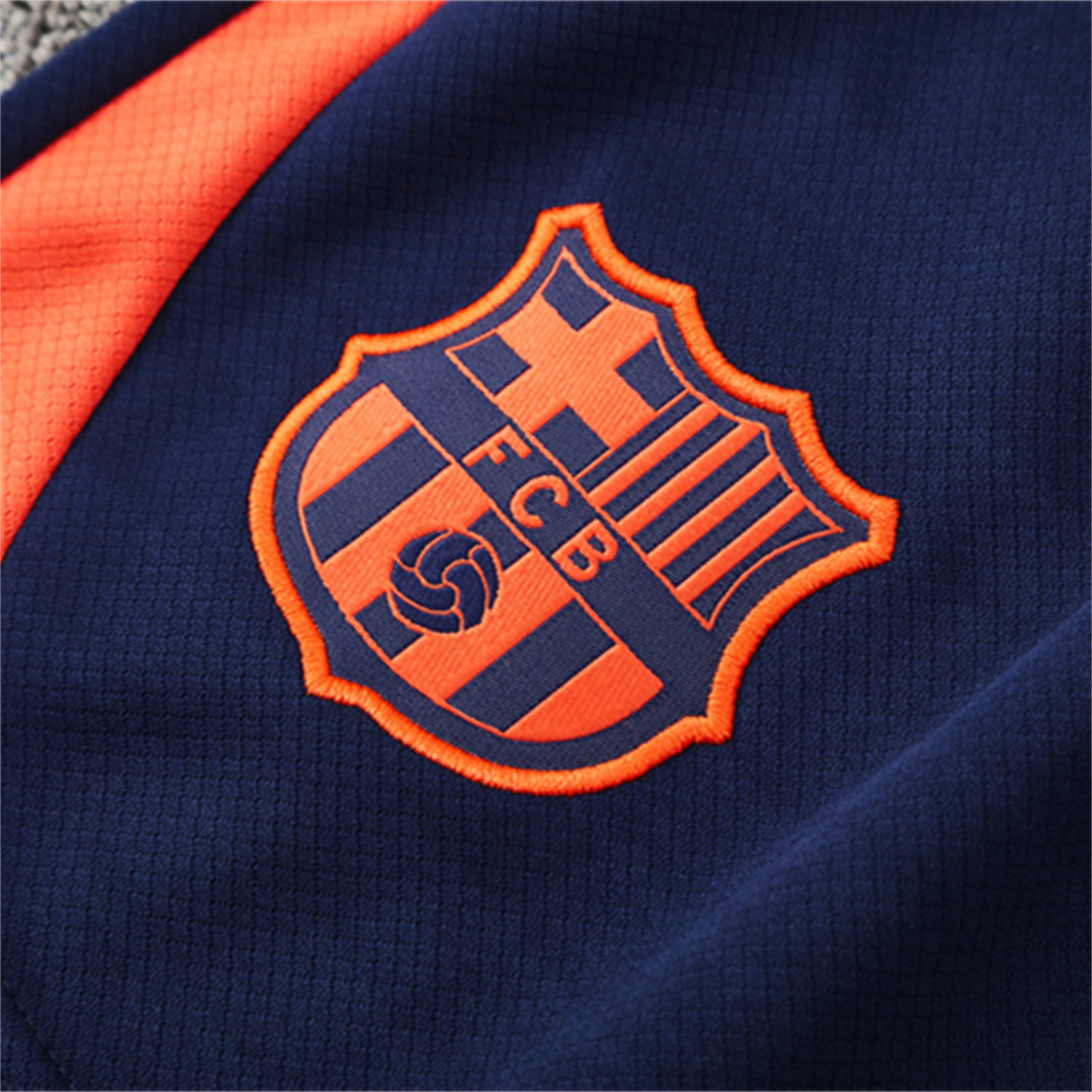 AlphaJersey-Barcelona 25-26 Short-Sleeve Training Set - Royal Blue Top Orange Sponsor & Royal Blue Shorts