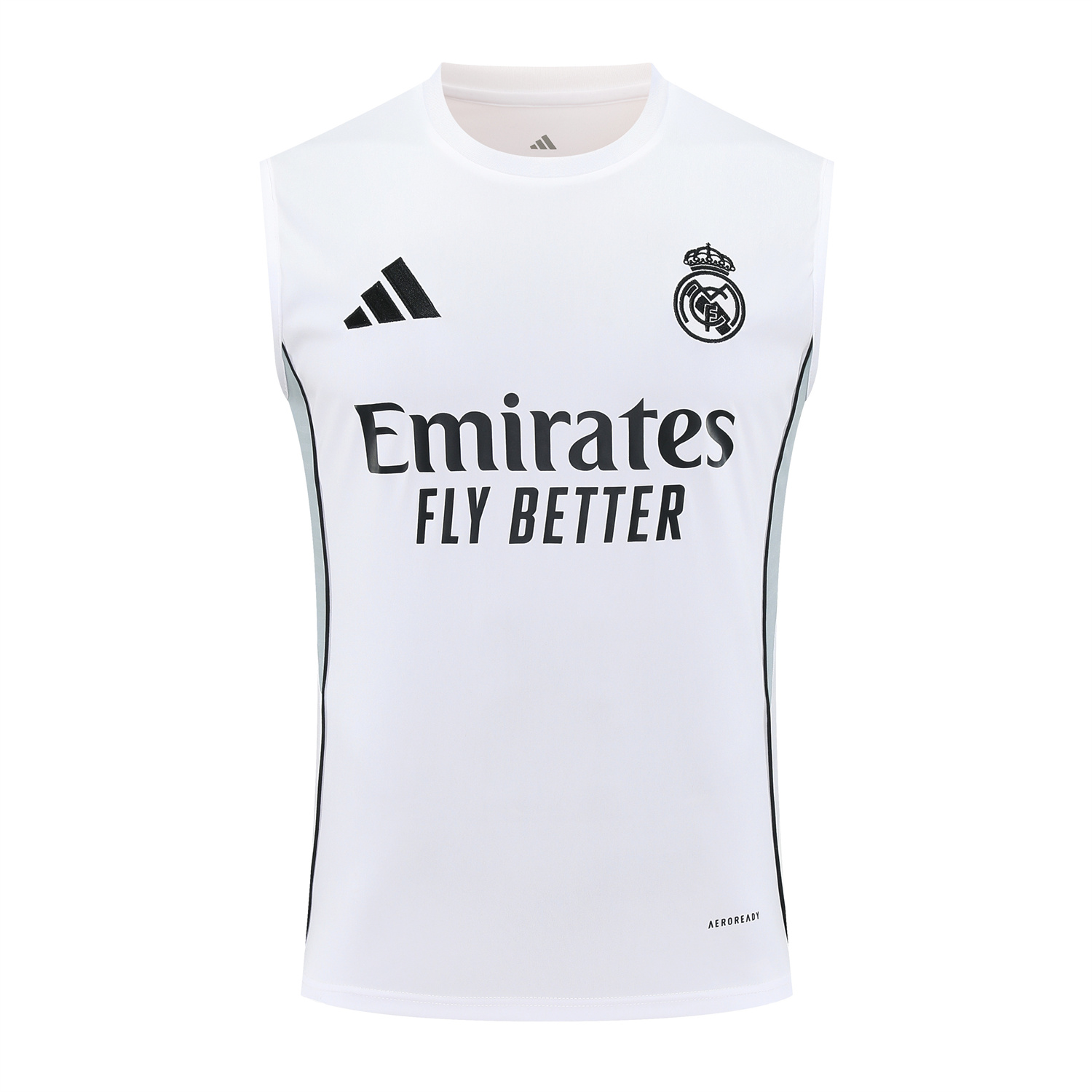 AlphaJersey-Real Madrid 25-26 Vest Training Set - Grey And White Vest & Black Shorts
