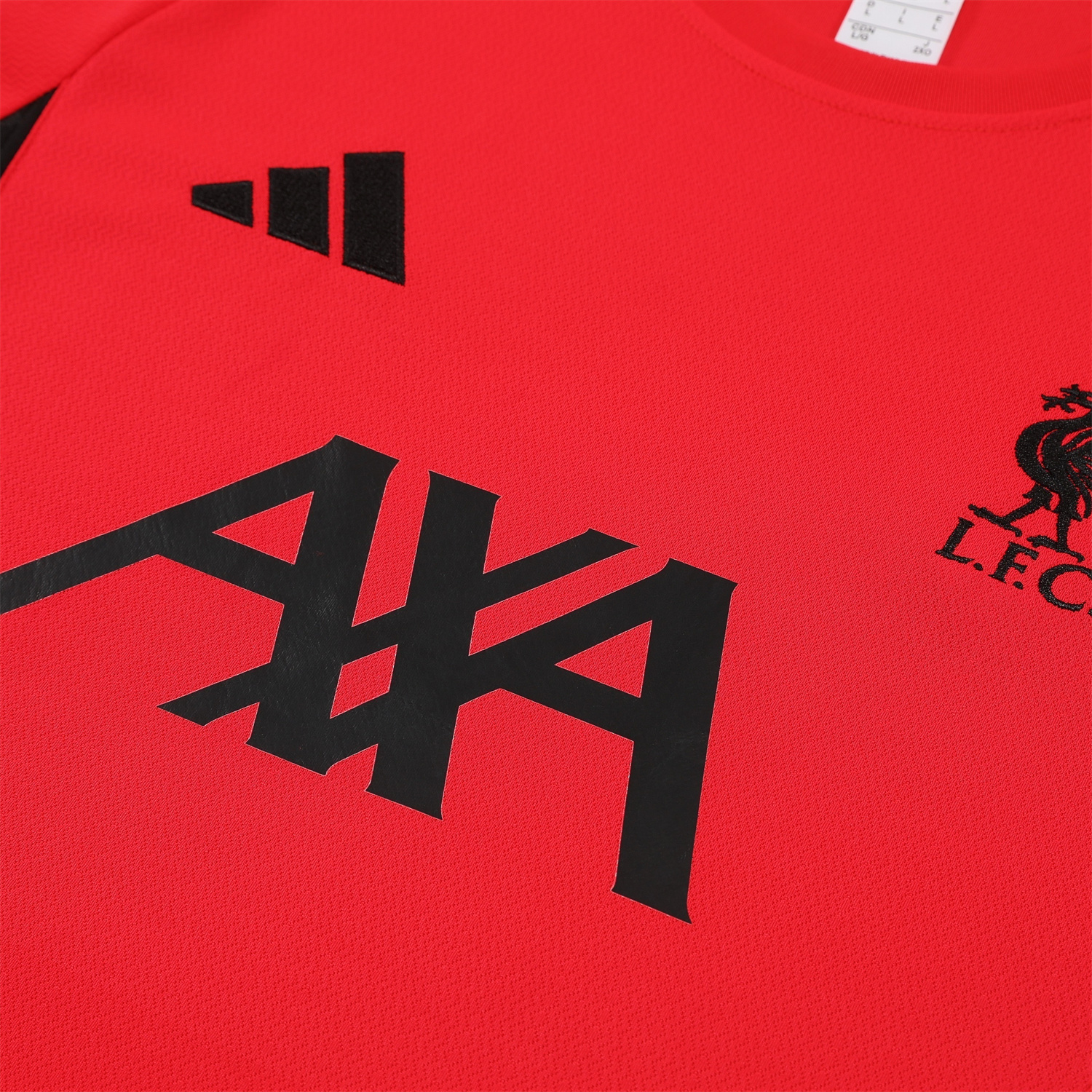 AlphaJersey-Liver.pool 25-26 Short-Sleeve Training Set - Red With Black Top & Black Shorts
