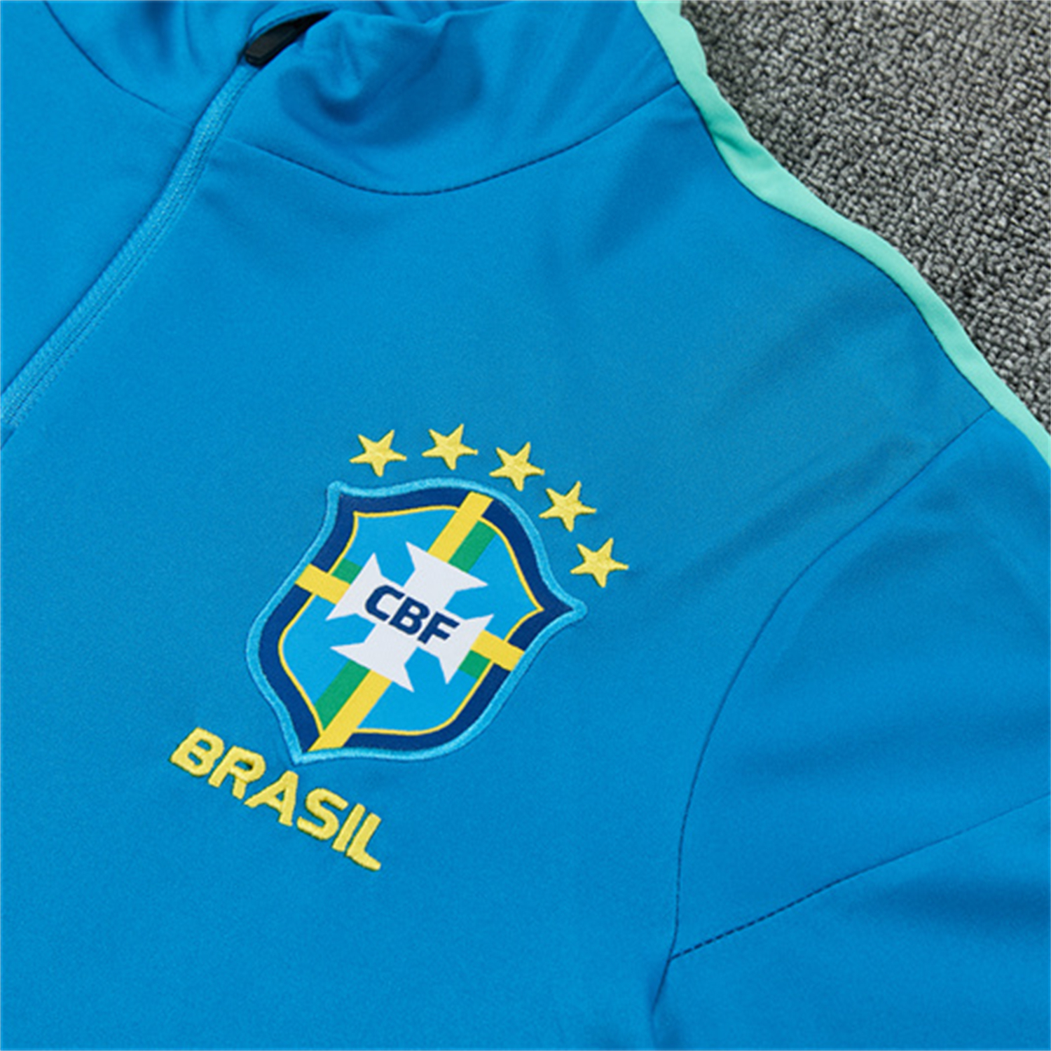 AlphaJersey-Brazil 2026 Long Sleeve Training Set - Sky Blue Top & Dark Green Pants