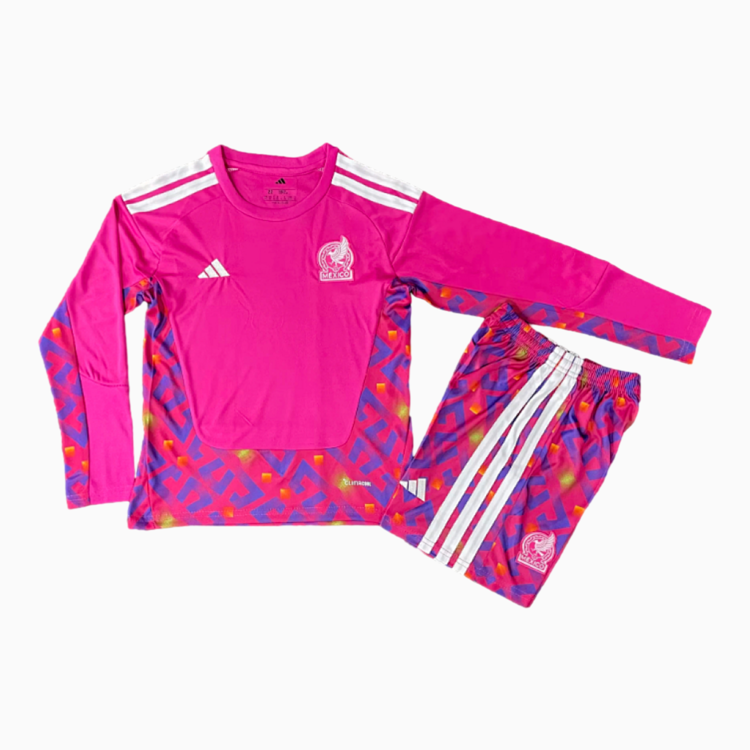 AlphaJersey-Mexico 2026 Goalkeeper Pink Long Sleeves Kids Kit