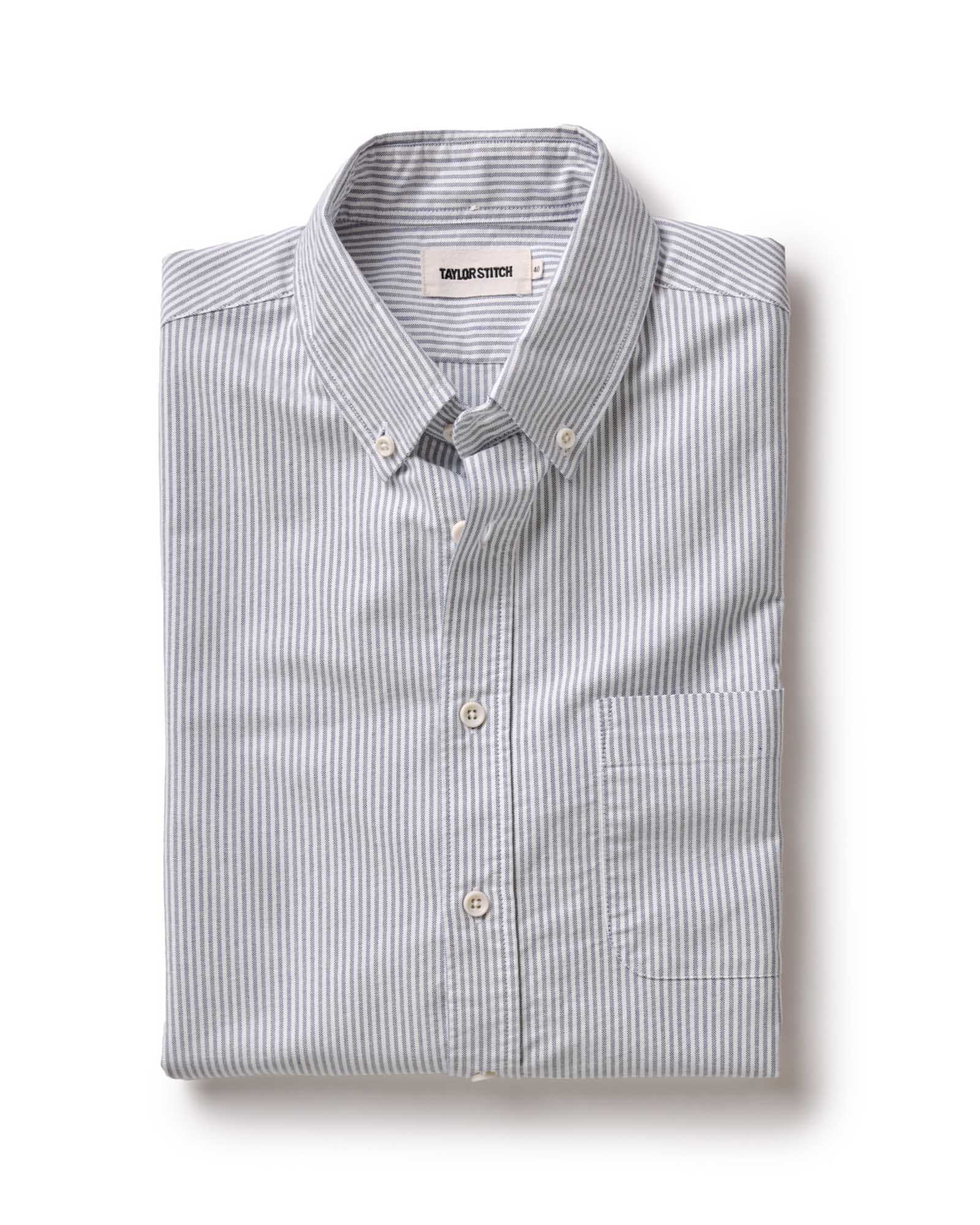 The Jack in Navy University Stripe Everyday Oxford | Modern Menswear by yycbvcnbmmnbm