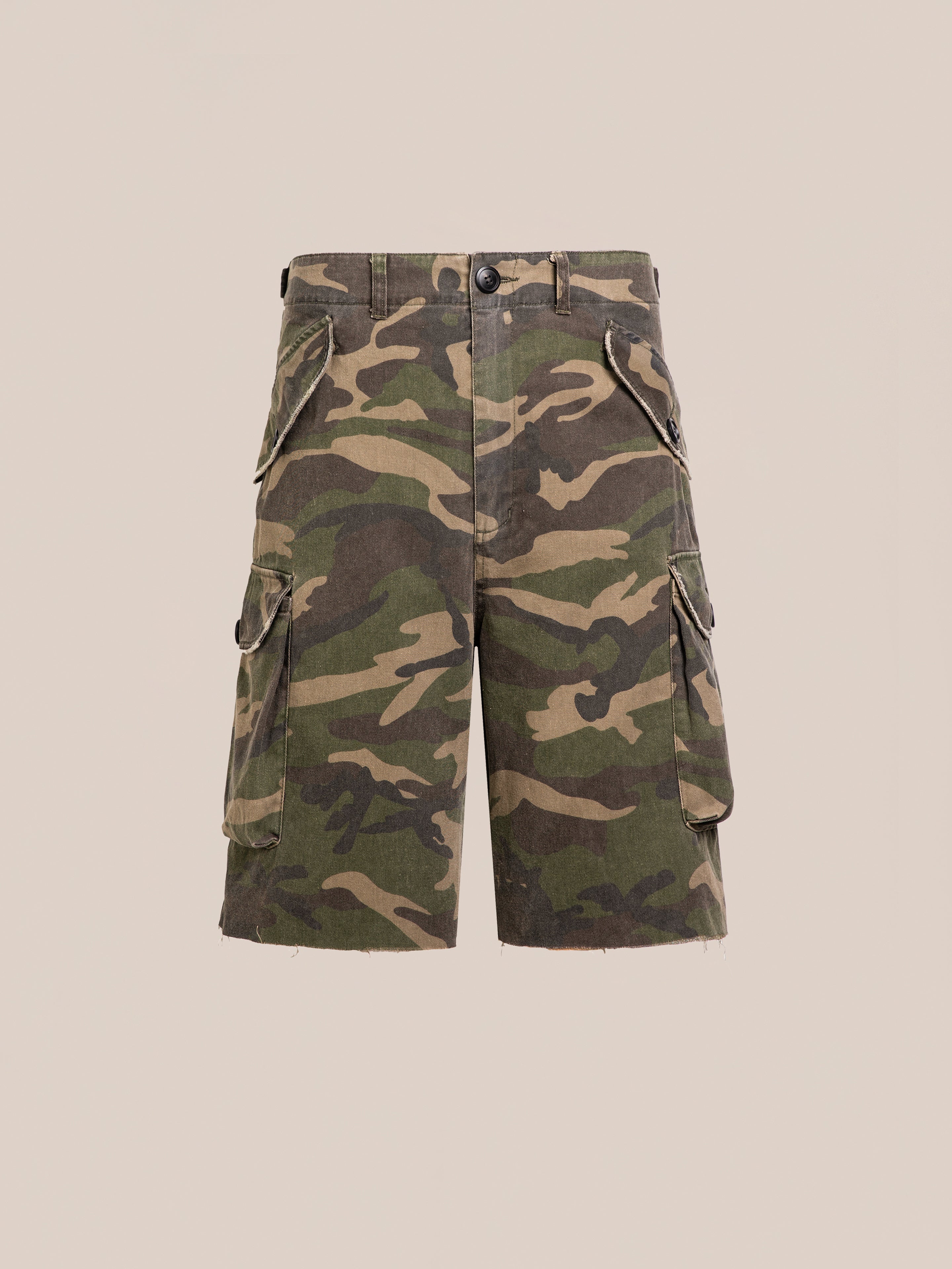 Camouflage Twill Utility Cargo Shorts | Modern Menswear by yycbvcnbmmnbm