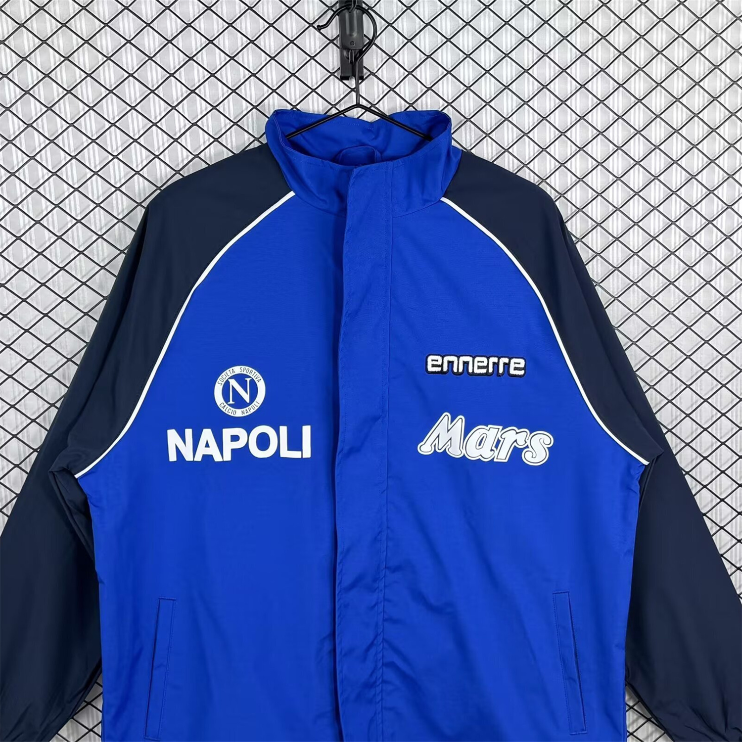 AlphaJersey-Retro Napoli 1989-90 Blue And Black Windbreaker