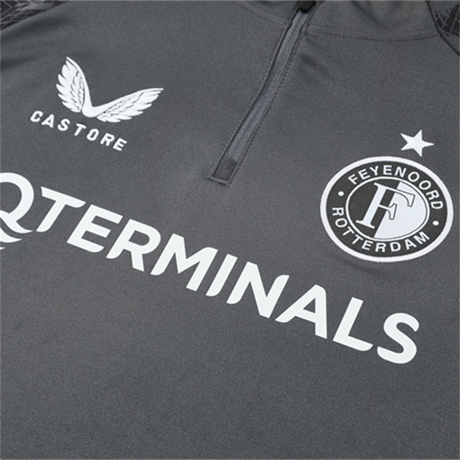 AlphaJersey-Feyenoord 25-26 Kids Long Sleeve Training Set - Dark Gray Top & Dark Gray Pants