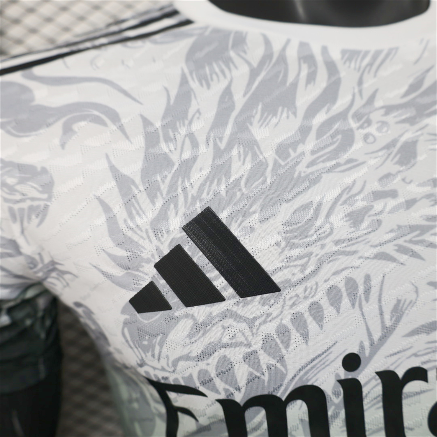 AlphaJersey-Real Madrid 25-26 Black Green Dragon Soars White Jersey - Player Version