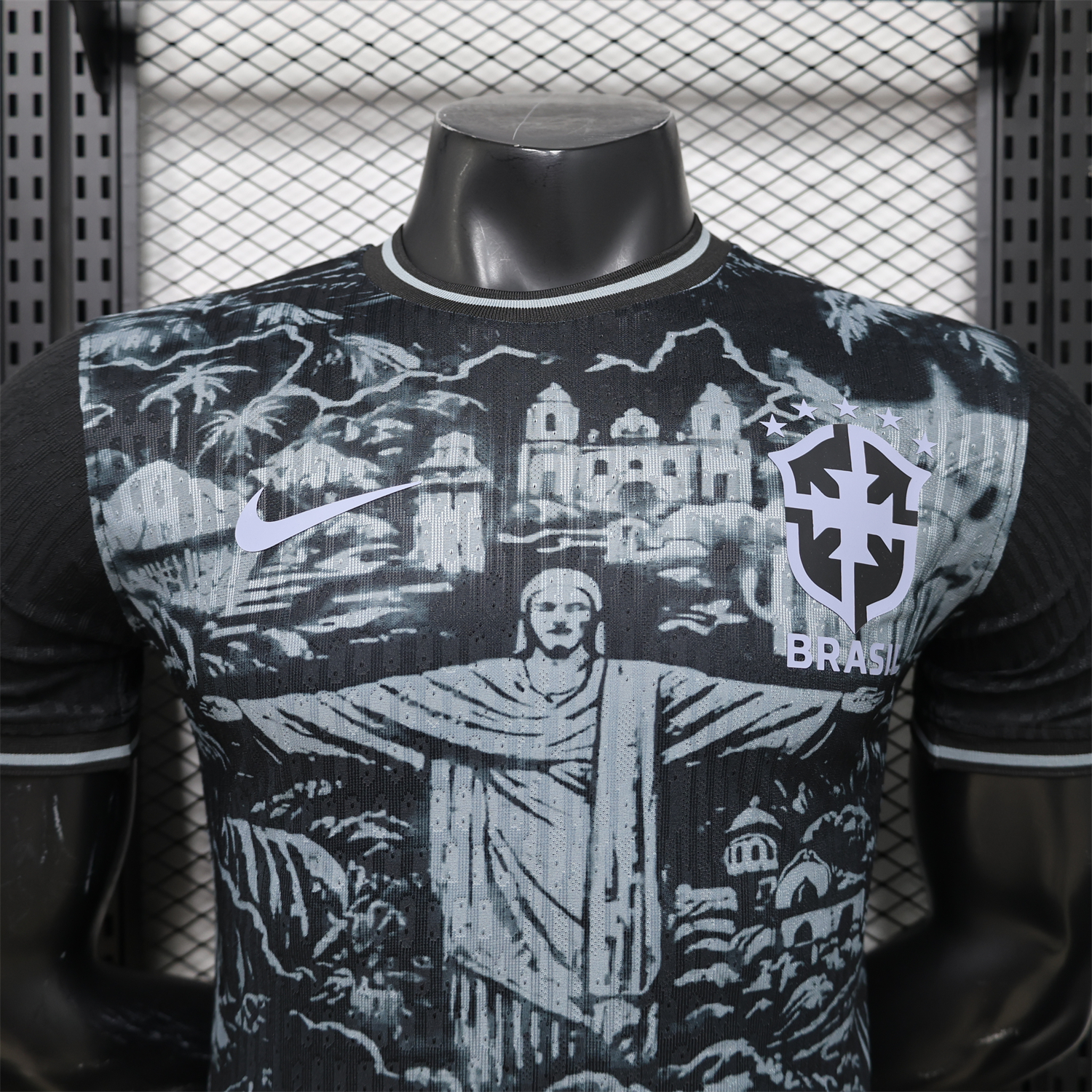 AlphaJersey-Brazil 2026 Grey Jesus Black Special Jersey - Player Version