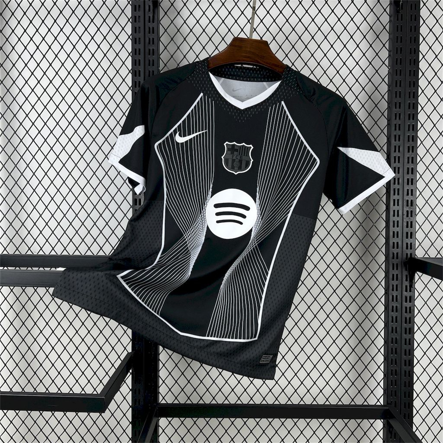 AlphaJersey-Barcelona 25-26 T90 White Lines Black Jersey - Fans Version