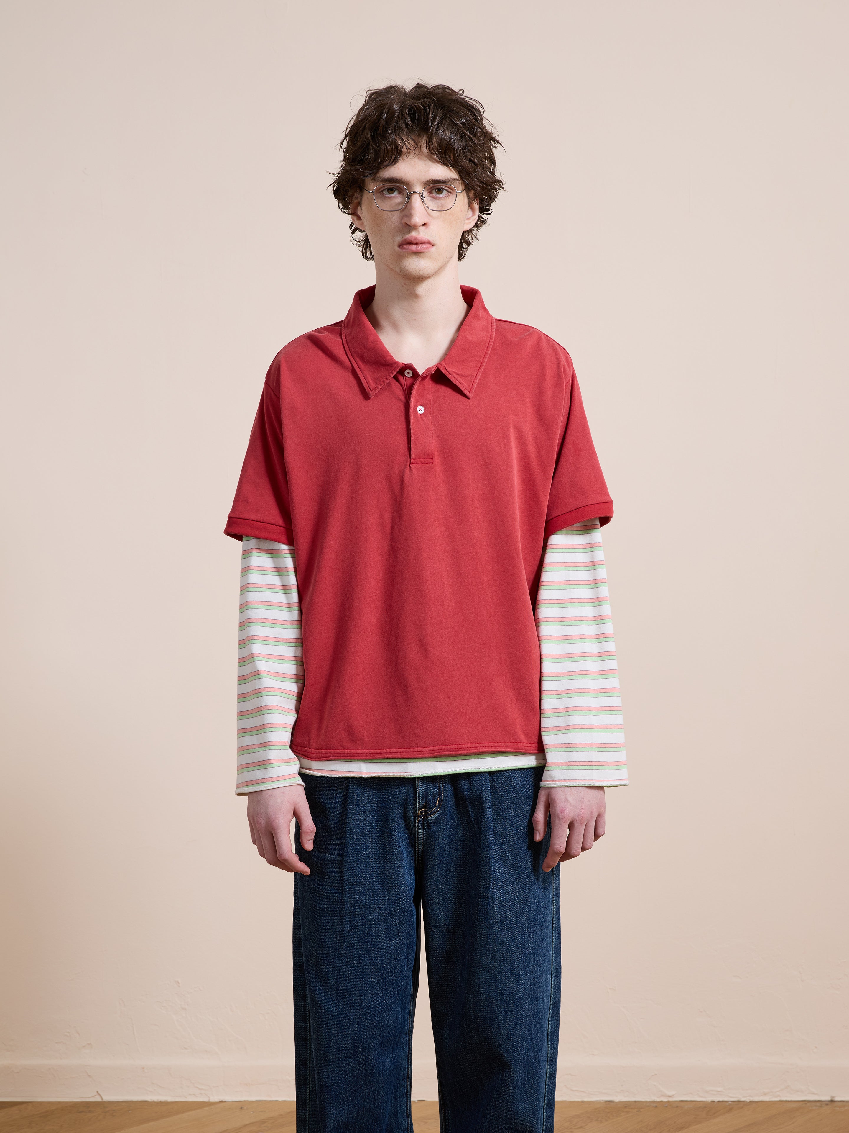 Double Layer Stripe Polo | Modern Menswear by yycbvcnbmmnbm