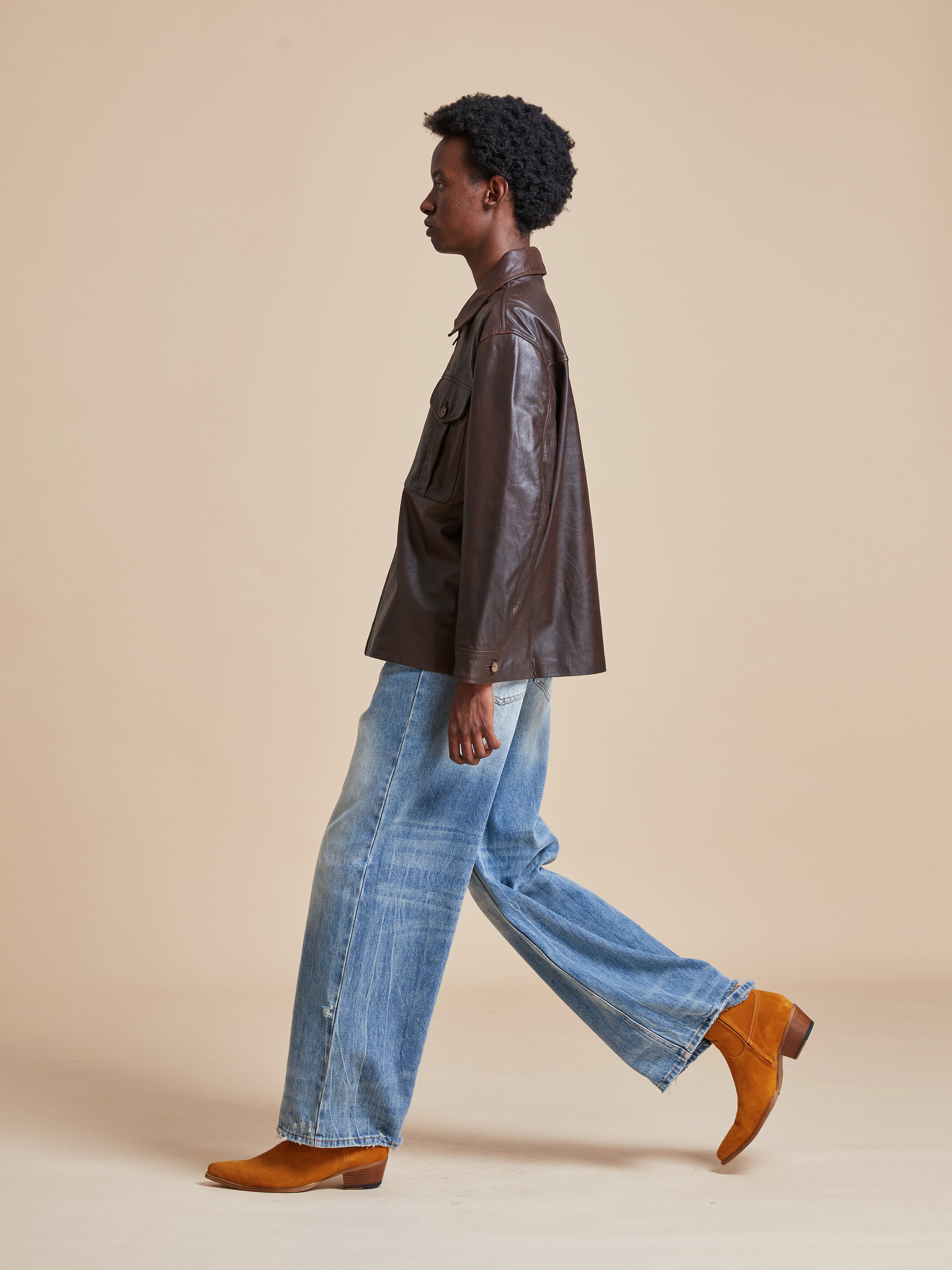 Sepia Leather Overshirt | Modern Menswear by yycbvcnbmmnbm