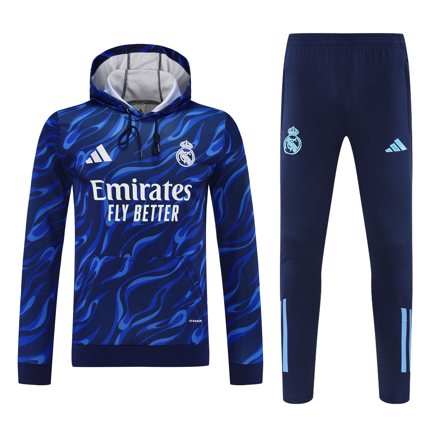 AlphaJersey-Real Madrid 25-26 Training Hoodie Set - Blue Hoodie and Deep Blue Pants