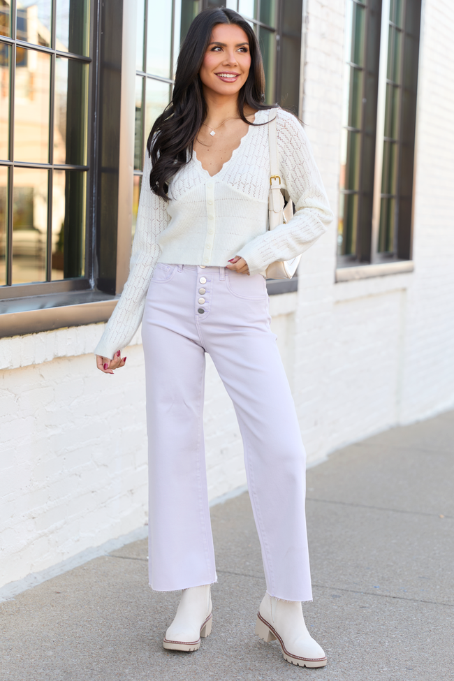 Pheobe Ivory Pointelle Cardigan Top | Elegant Women's Fashion by coolavocek