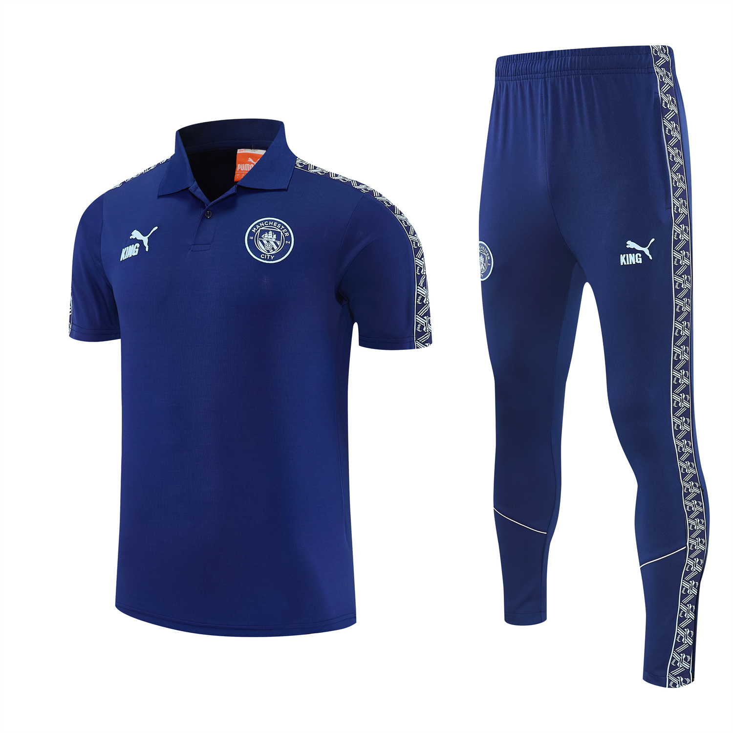 AlphaJersey-Manchester City 25-26 POLO Short-Sleeve Training Set - Dark Blue Top and Pants
