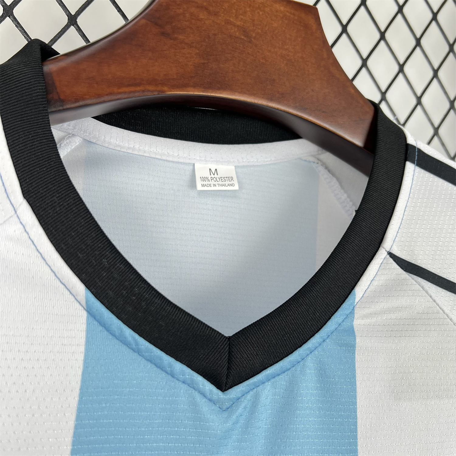 AlphaJersey-Unisex Light Blue Striped 2026 World Cup Style V-Neck Soccer Jersey - Fans Version