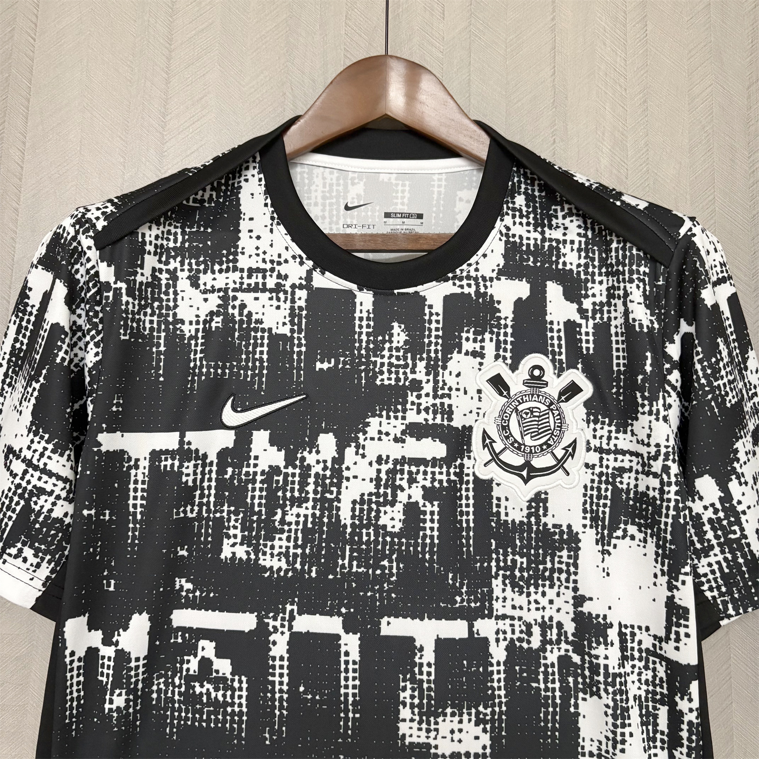 AlphaJersey-Corinthians 26-27 Black And White Pixels Jersey - Fans Version