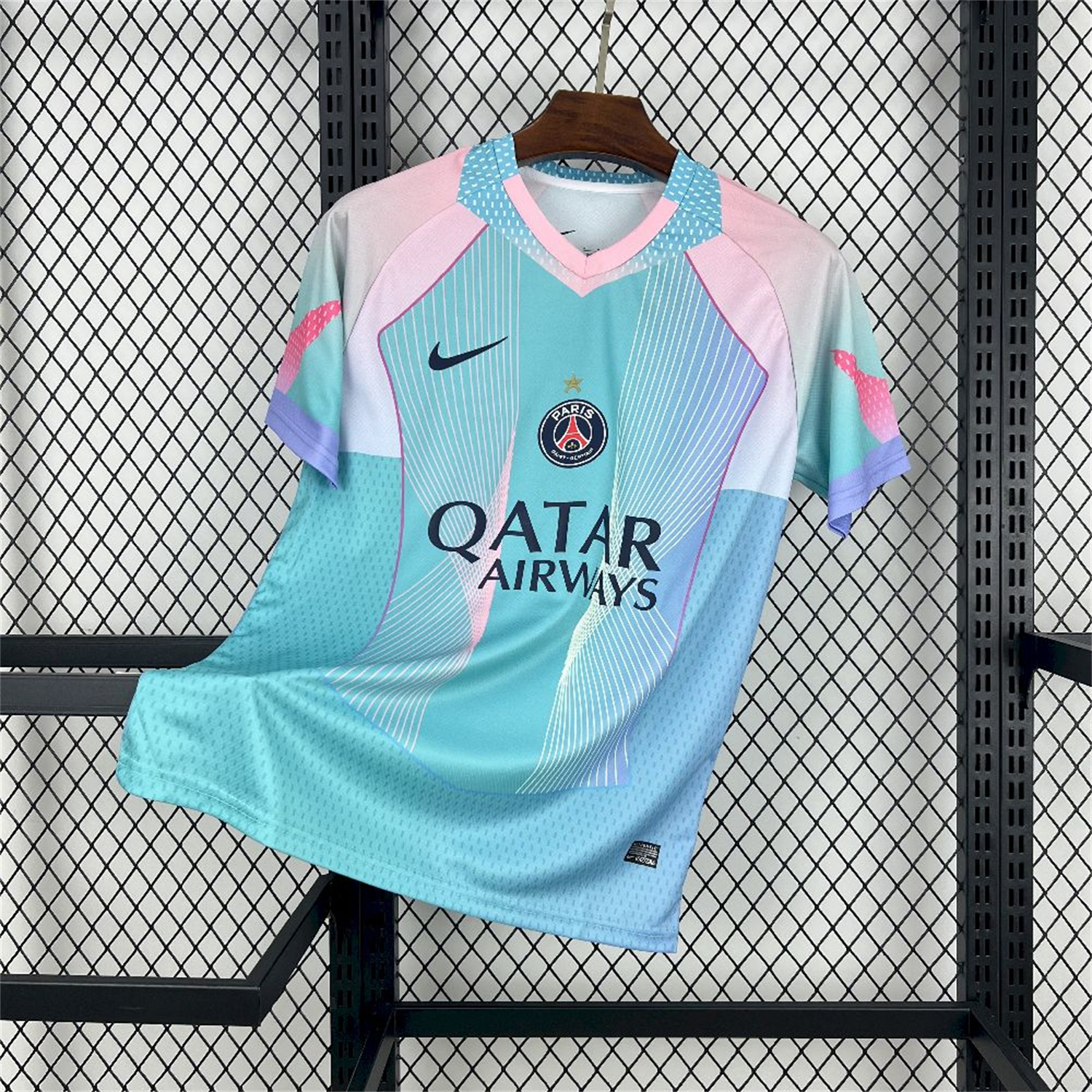 AlphaJersey-Paris Saint-Germain PSG 25-26 T90 White Lines Light Blue Gradient Special Jersey - Fans Version