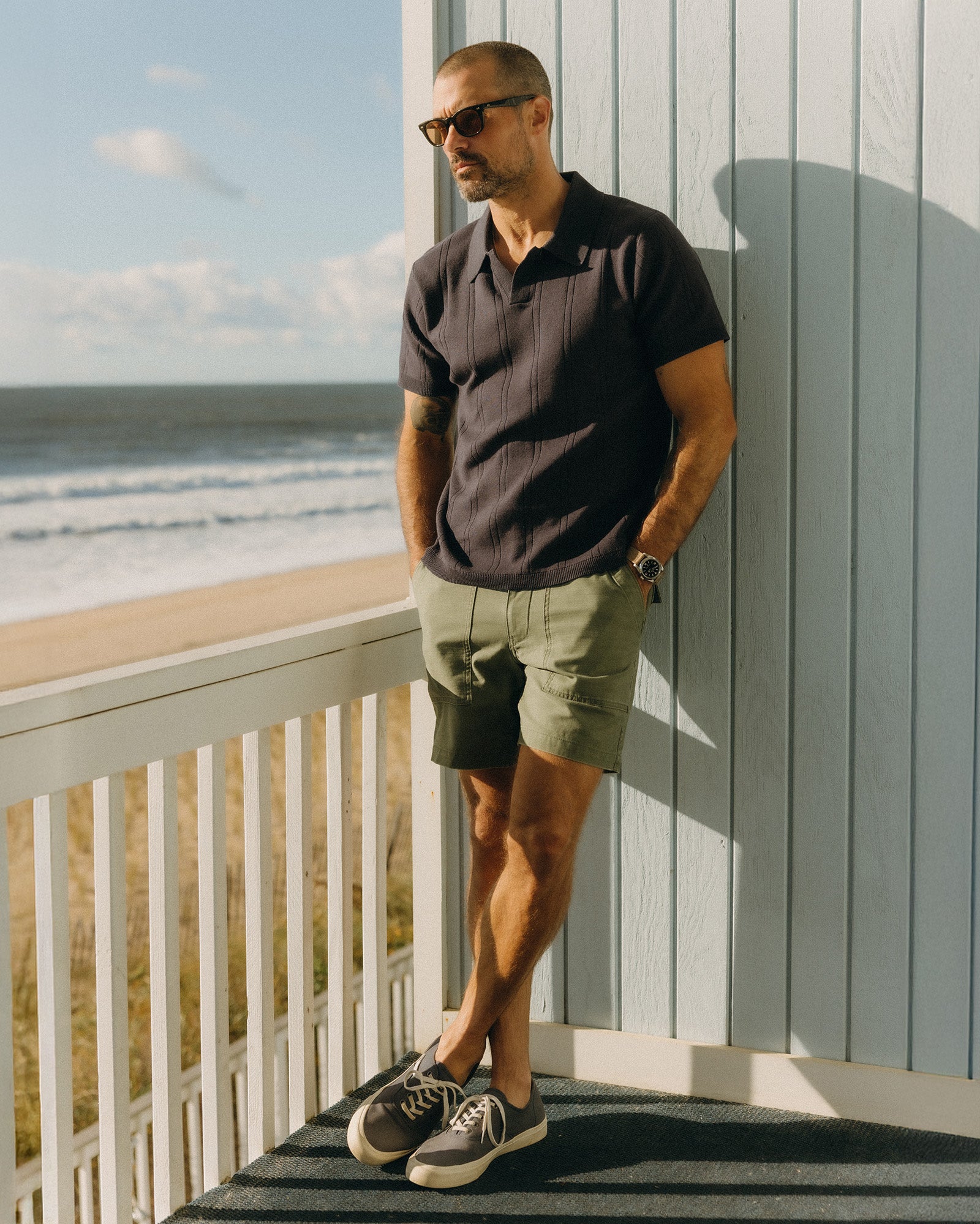The Valencia Sweater Polo in Heather Coal Rib | Modern Menswear by yycbvcnbmmnbm