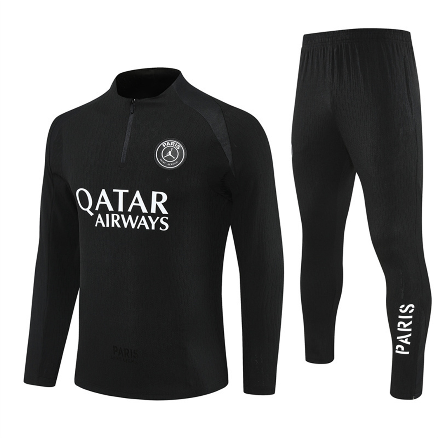 AlphaJersey-Paris Saint-Germain PSG 25-26 Jordan Long Sleeve Training Set - Pure Black Top & Pants