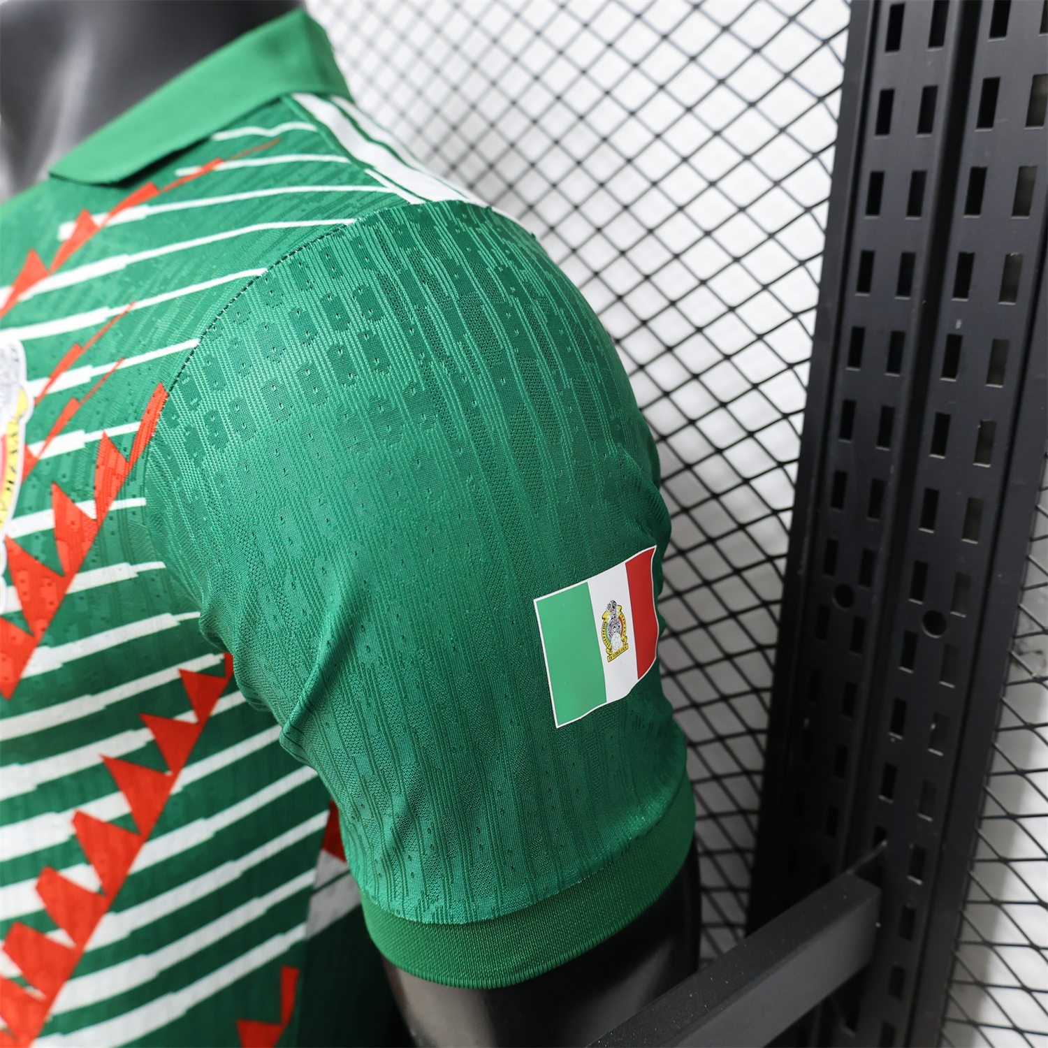 AlphaJersey-Mexico 2026 Red-White Stripes Green Special Jersey - Player Version