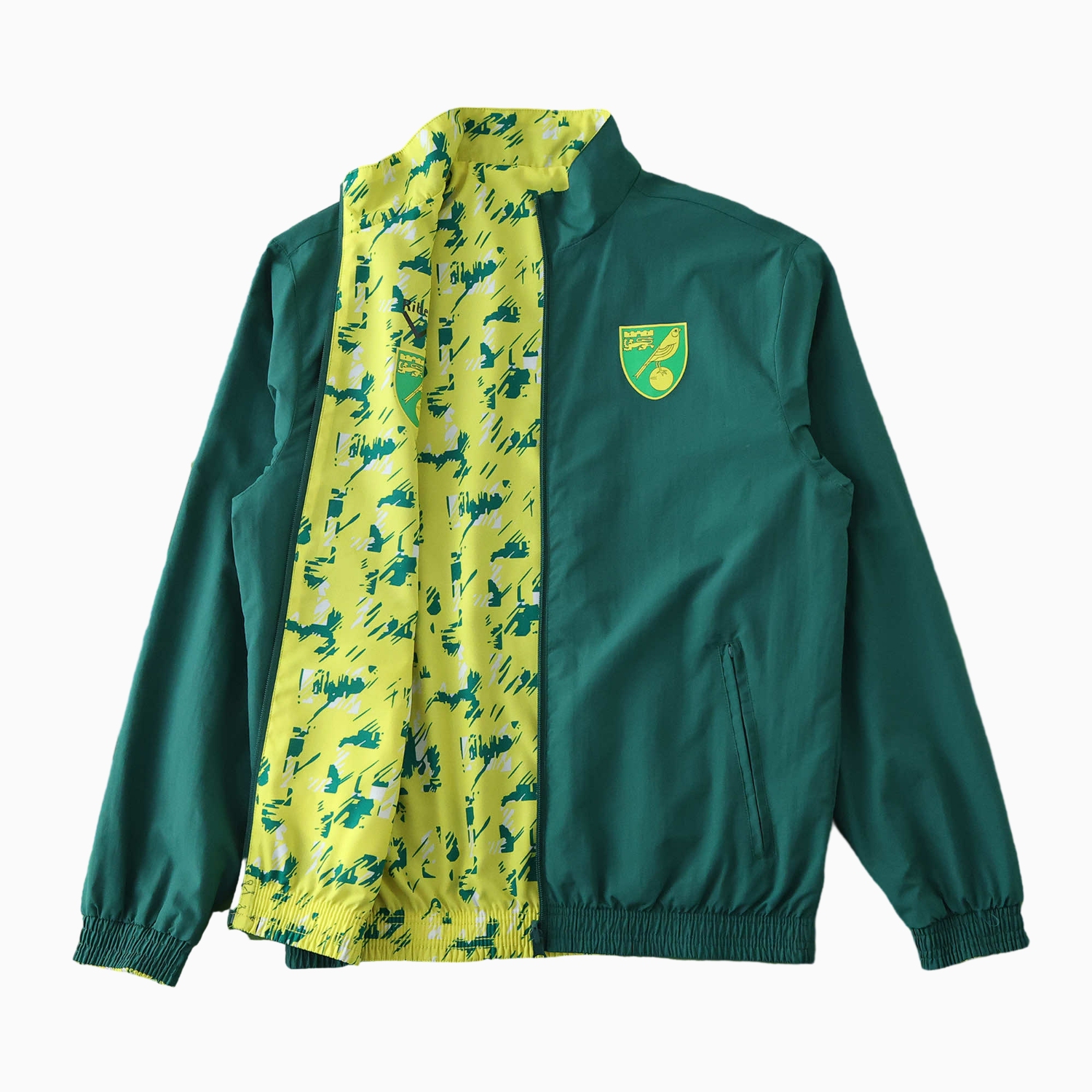 AlphaJersey-Norwich City 1992-94 Retro Style Double Sided Reversible Windbreaker - Green & Yellow