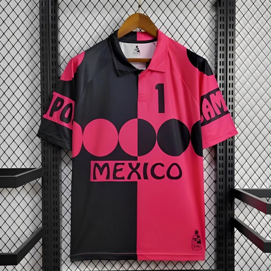 AlphaJersey-Retro Mexico 1998 World Cup Goalkeeper Pink Black Jersey