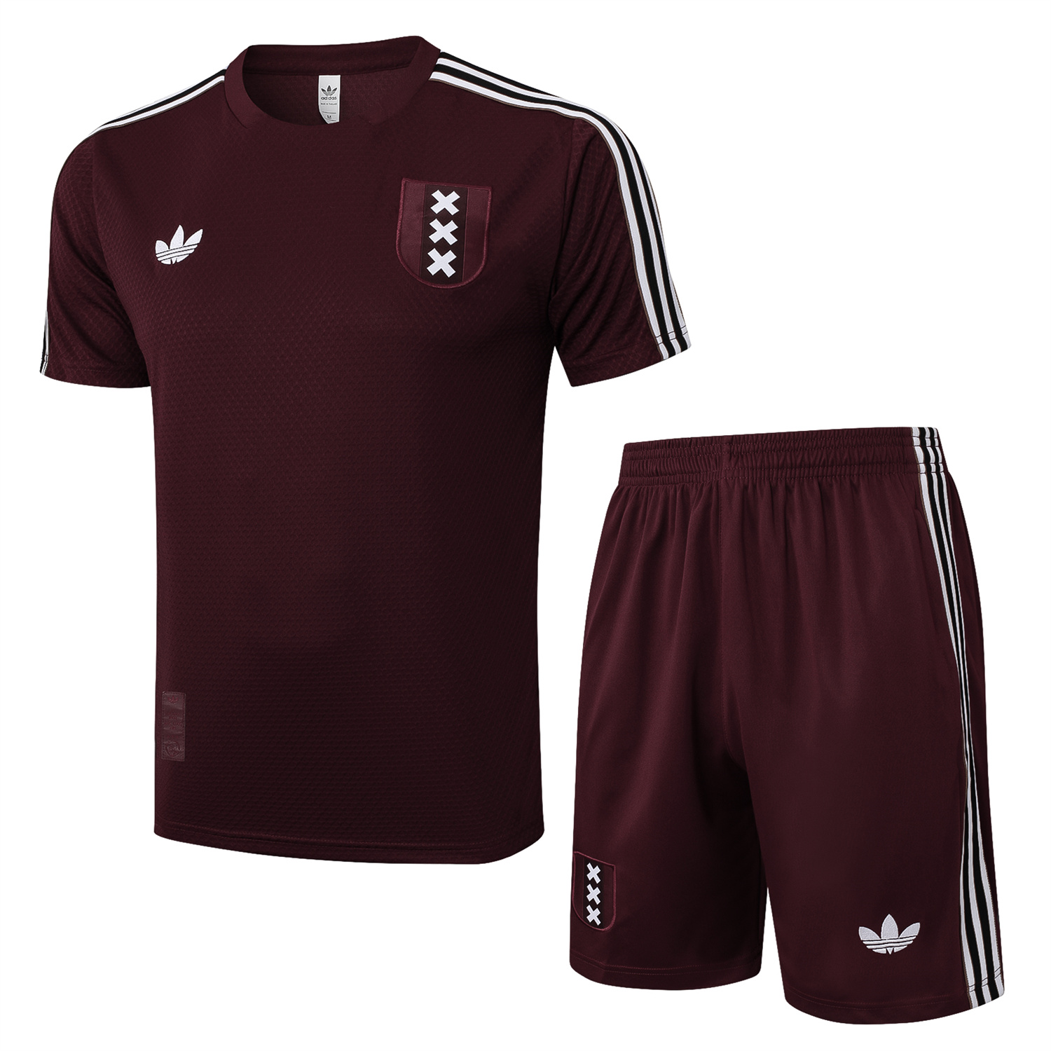 AlphaJersey-Ajax 25-26 Throwback Trefoil Short-Sleeve Training Set - Deep Red