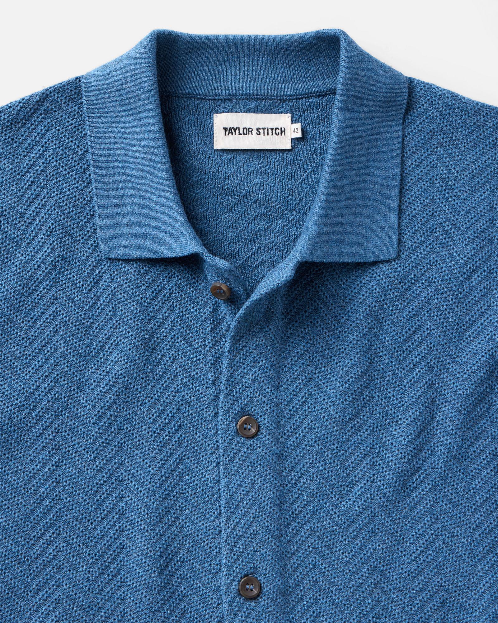 The Button Down Polo in Gulf Stream Herringbone | Modern Menswear by yycbvcnbmmnbm